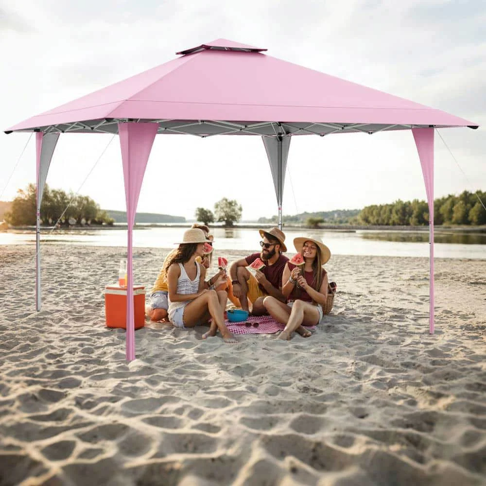 Spaco 13 X 13 FT Pop up Canopy Tent, Canopy with Portable Carrying Bag 8 Stakes and 4 Wind Ropes for Patio, Garden, Backyard, Pink - Image 5