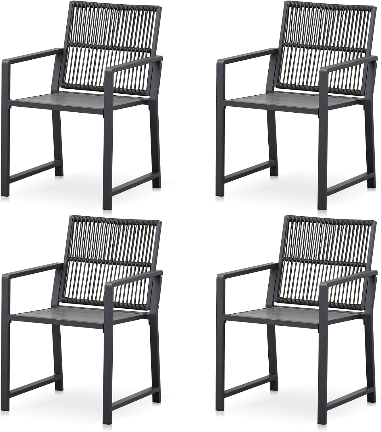 Outdoor HDPE Patio Dining Chairs ,400Lbs,Black,Set of 2 - Image 17
