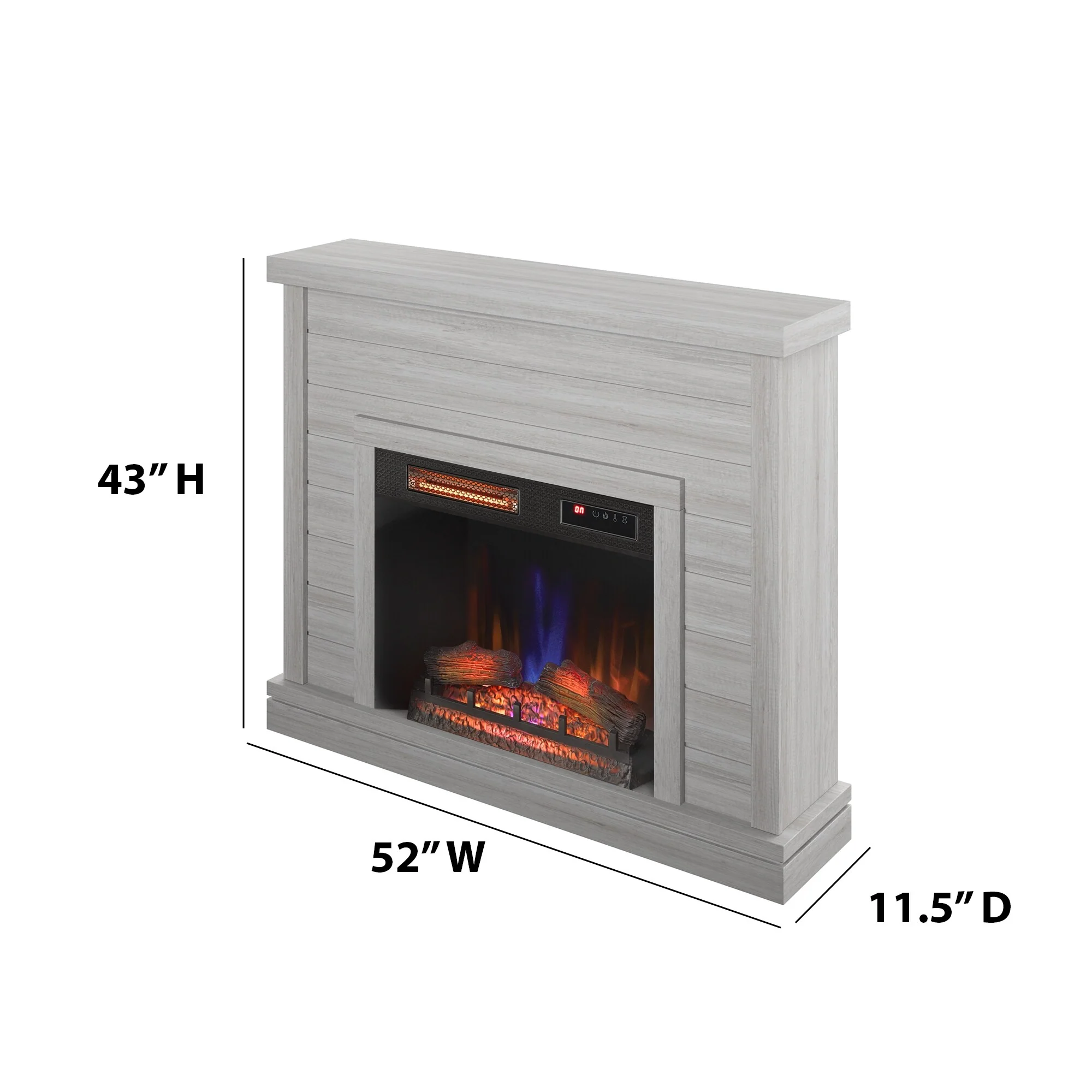 52" Shiplap Wall Fireplace Mantel, Modern Electric Fireplace with 3D Flame Effect Insert for Home Decor - Image 4