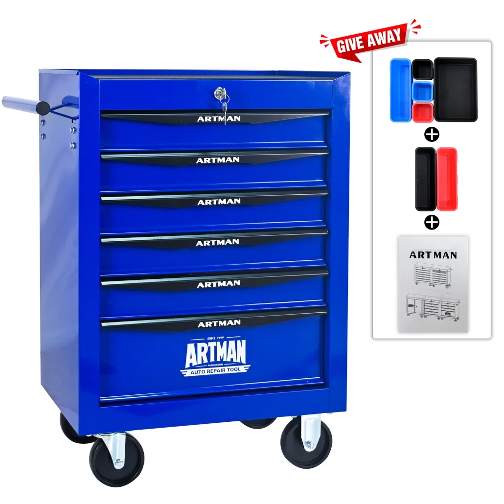 Rolling Steel Tool Chest with 7 Drawers, Ball Bearing Slides & 4-Wheel Mobility - Lockable Storage Cabinet for Workshop or Garage - Image 12