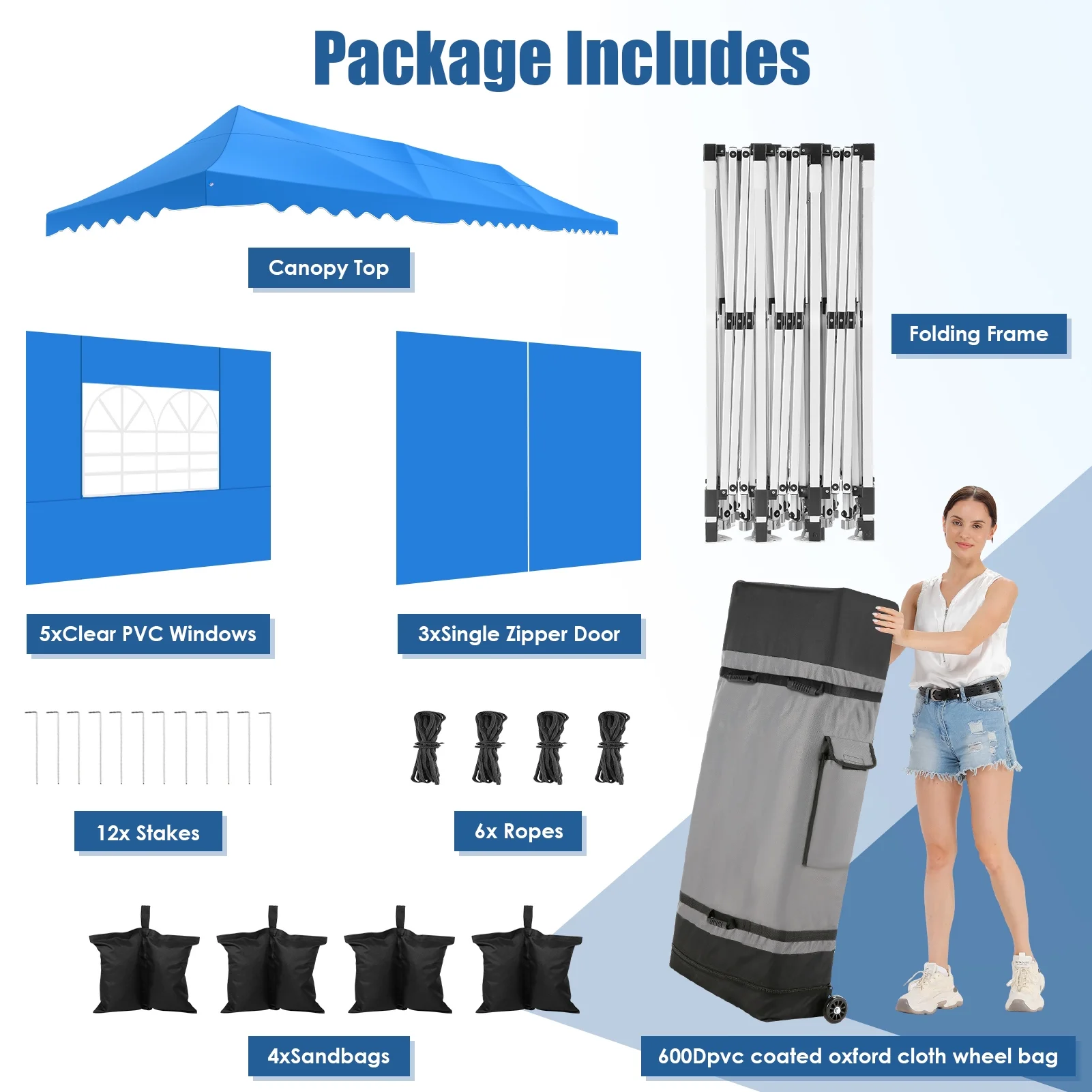 SANOPY 10' x 20' Pop up Canopy Party Tent with 6 Removable Sidewalls, Wave Eave Outdoor Waterproof Patio Gazebo Tent with Carry Bag, Backyards Camping Picnics, Black - Image 28