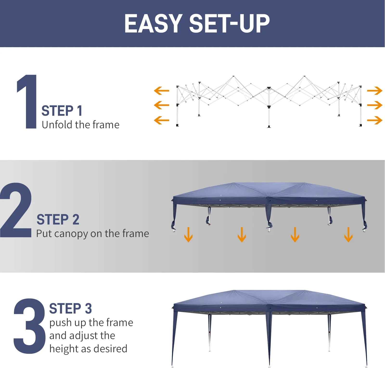 UBesGoo Ez Pop Up Patio Canopy Tent Gazebo Outdoor Party with 6 Sidewalls 10 x 20 ft Blue - Image 33