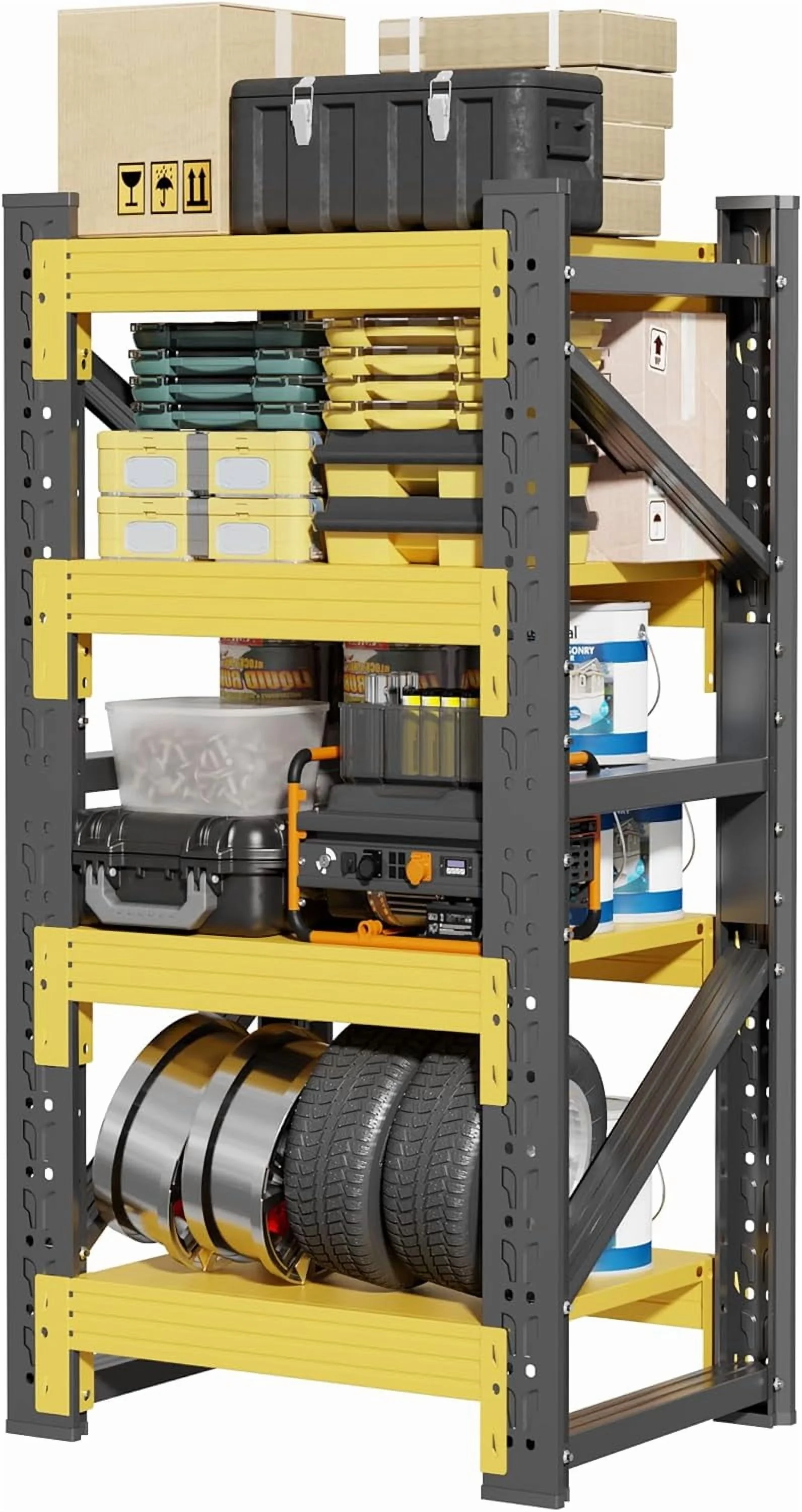 59" W Garage Shelving,5-Tier Heavy Duty Shelving Unit,3000LBS Adjustable Metal Storage Shelves,Storage Rack Units for Industrie,Shed,Warehouse,Basement,Black,59" W x 20" D x 72" H - Image 27