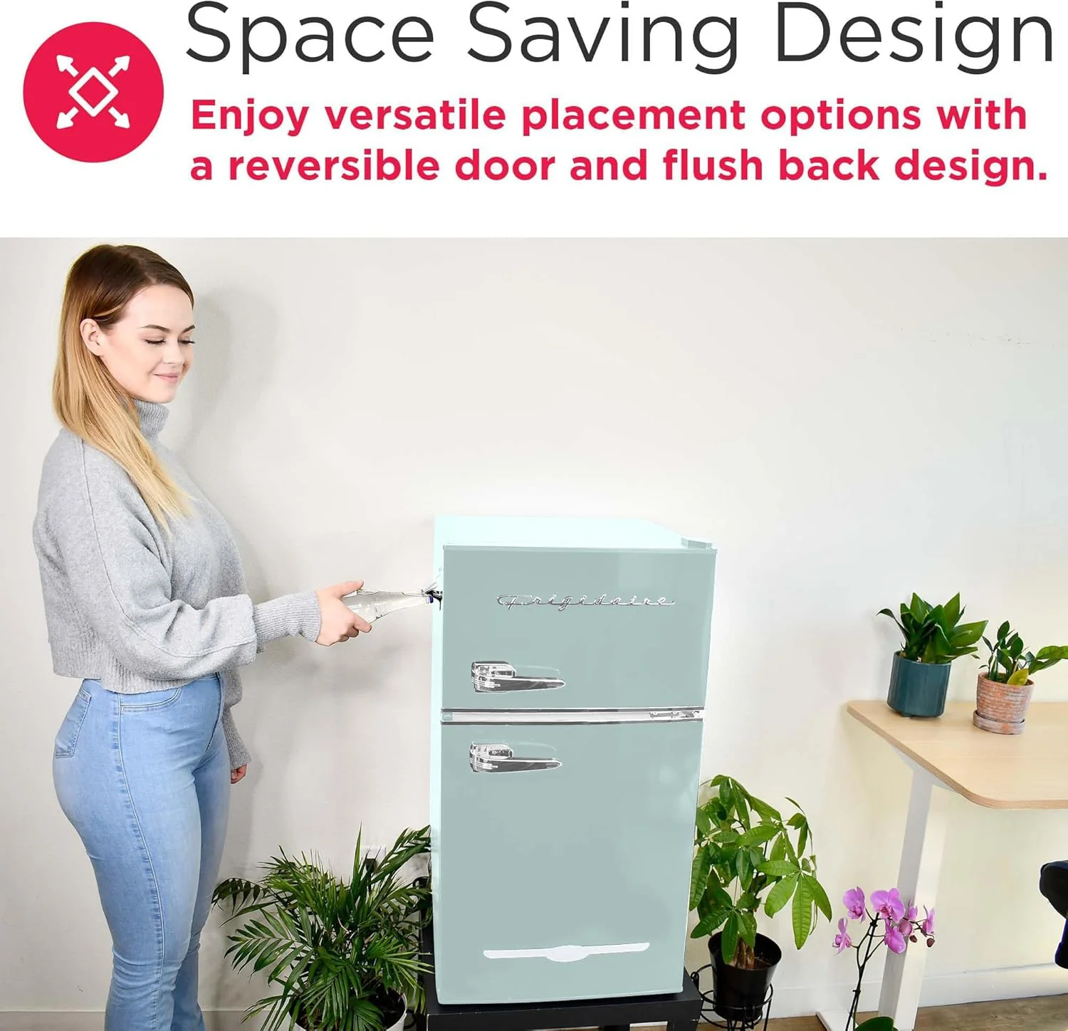 Retro Mini Fridge with Freezer& Side Bottle Opener-Small 2 Door Refrigerator for Office Bar or College Dorm Room-3.1 Cu Ft 19 "D x 20.5" W x 33.5" H - Image 8