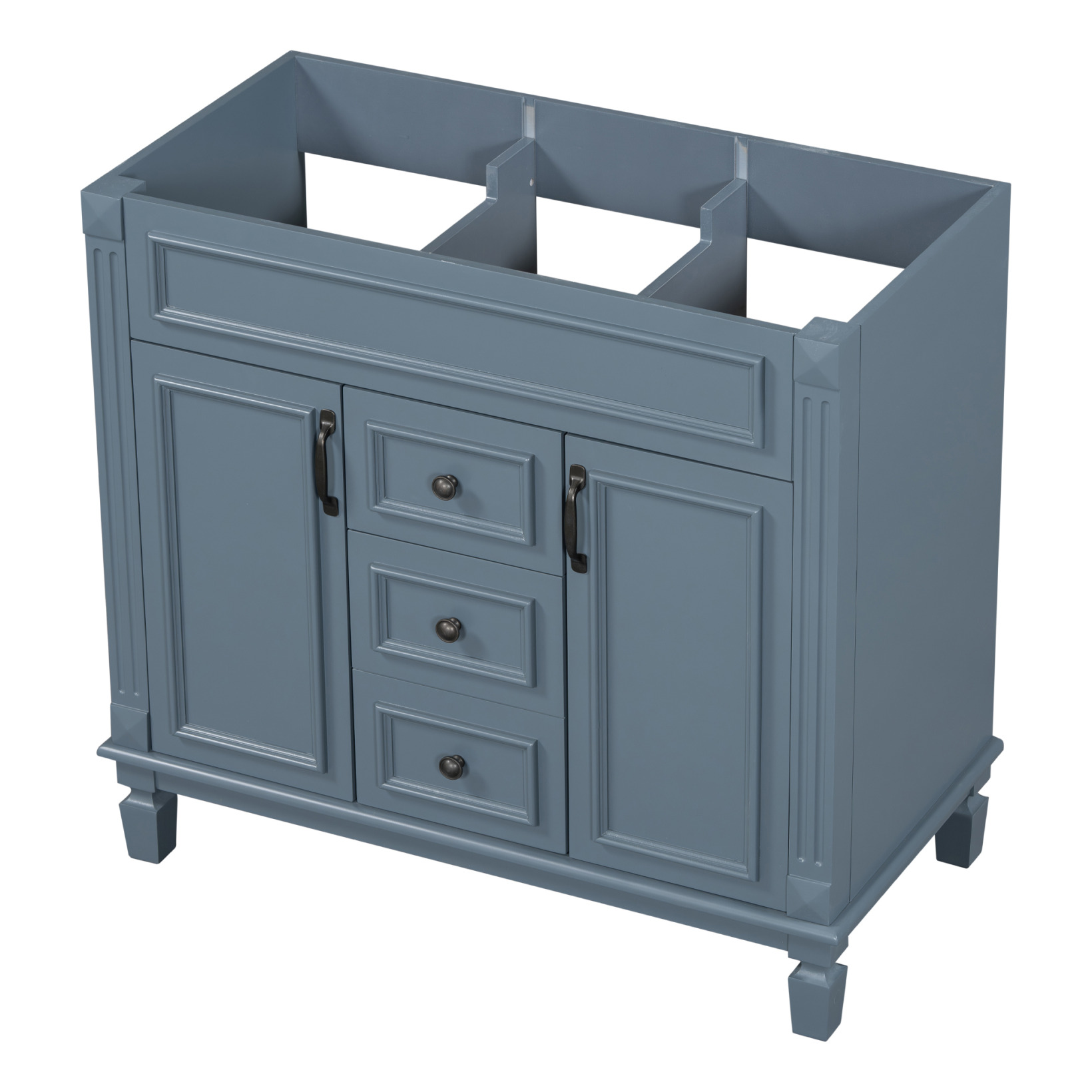 Modern Bathroom Furniture Set, 36" Bathroom Vanity with Top Sink, 35" Wall Mounted Bathroom Storage Cabinet, Mirror Cabinet with 6 Shelves, Storage Cabinet with 2 Doors and 2 Drawers, Grey - Image 14