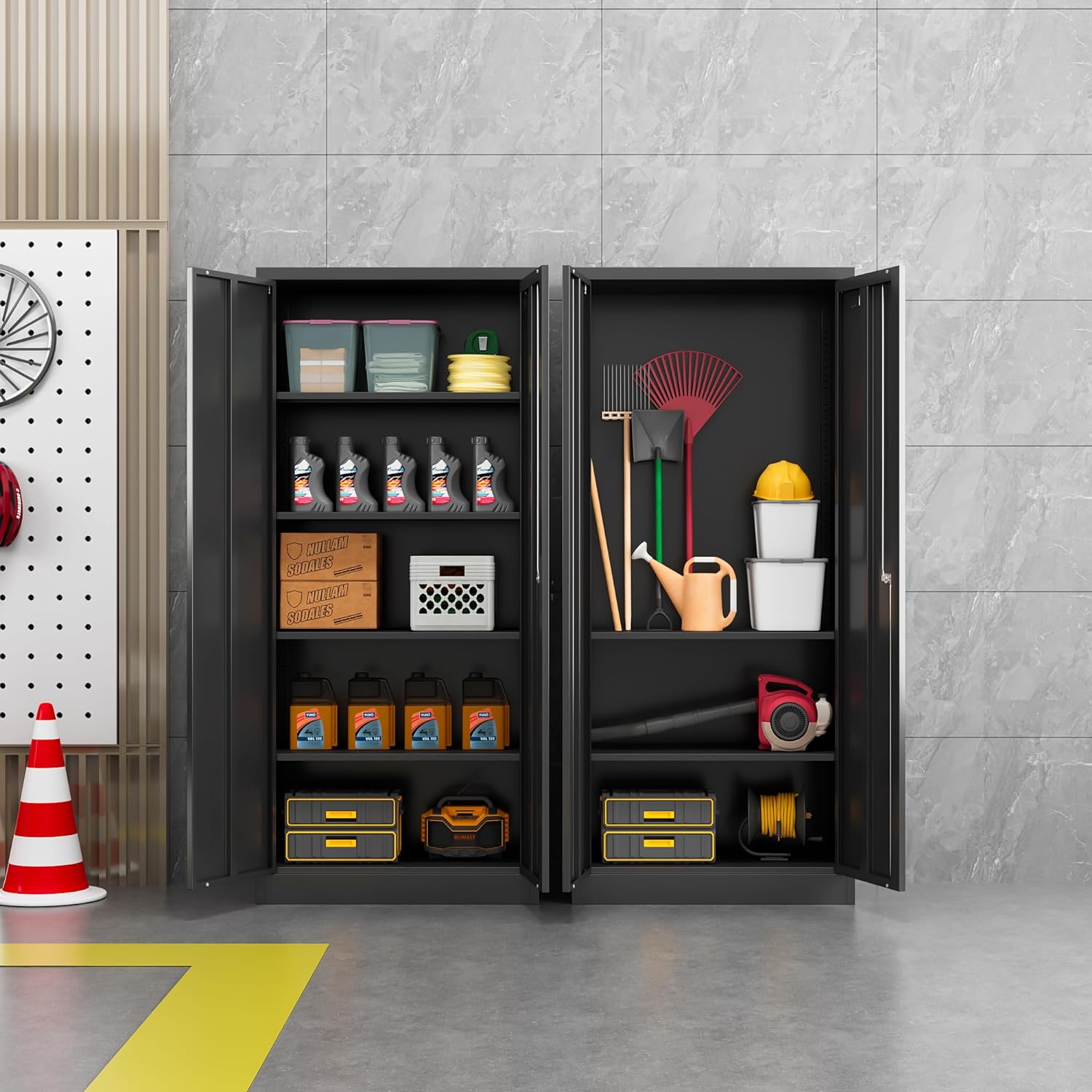 Metal Storage Cabinet, Garage Storage Cabinet with Doors and 2 Adjustable Shelves, 36" White Metal Cabinet, Locking Cabinet for Home,Garage,Office,School - Image 18