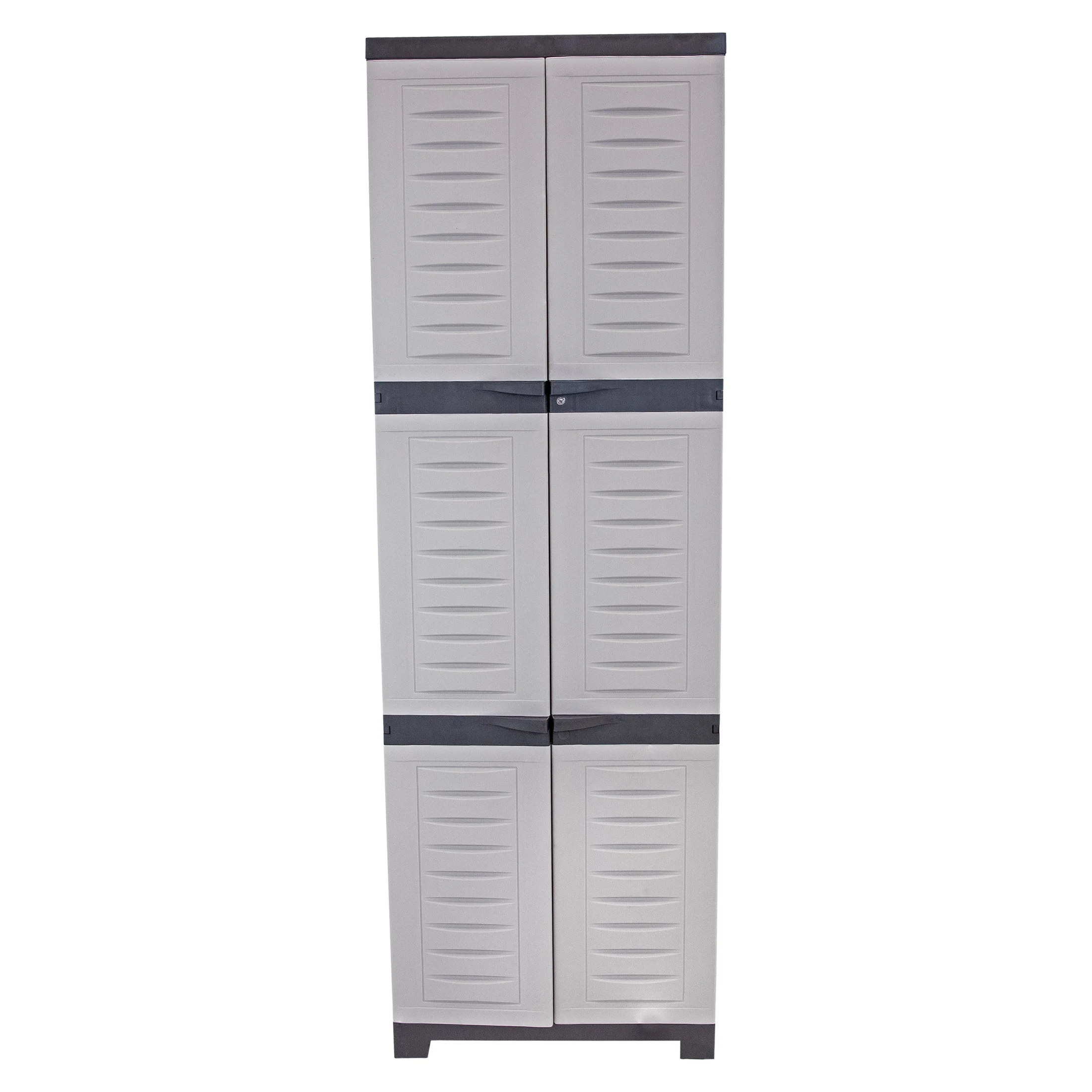 Sunnydaze Lockable Adjustable 72" Plastic 4-Shelf Freestanding Garage Storage Cabinet, Charcoal with Gray Trim - Image 25