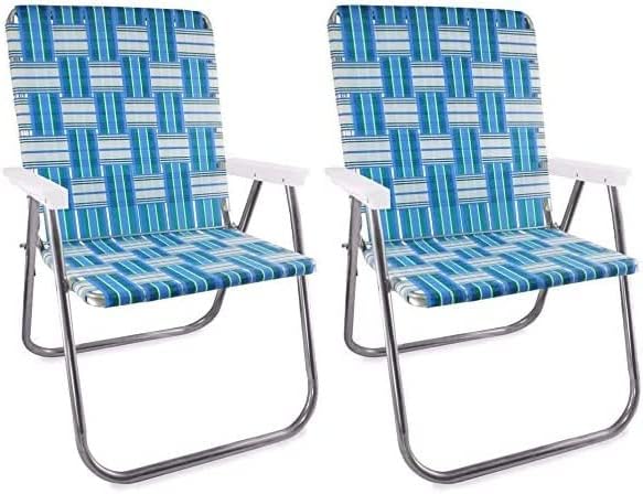 Outdoor Chairs for Camping. Made with Lightweight Aluminum Frames and UV-Resistant Webbing. Folds for Easy Storage 2- Pack (Charleston with Green Arms, Classic) - Image 8