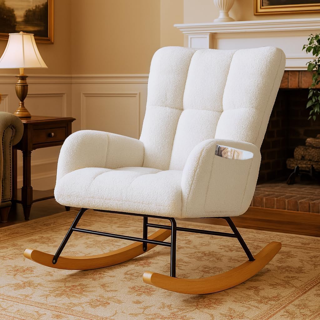 Nursery Rocking Chair, Teddy Glider Rocker with Pockets - Image 6