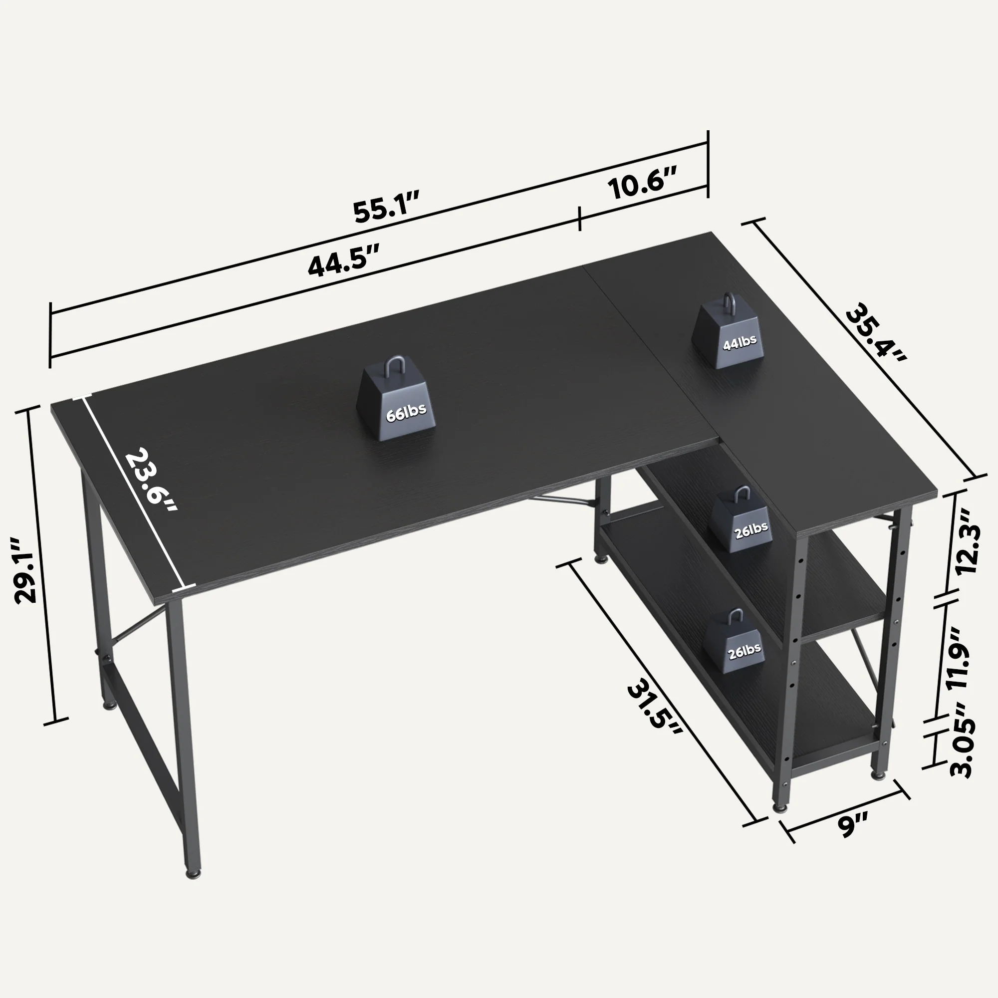 Small L Shaped Computer Desk with Storage Shelves, Compact Corner Workstation for Home Office and Study - Image 85
