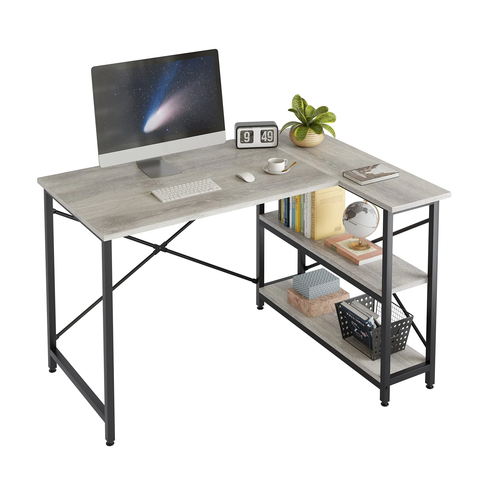 Small L Shaped Computer Desk with Storage Shelves, Compact Corner Workstation for Home Office and Study - Image 78