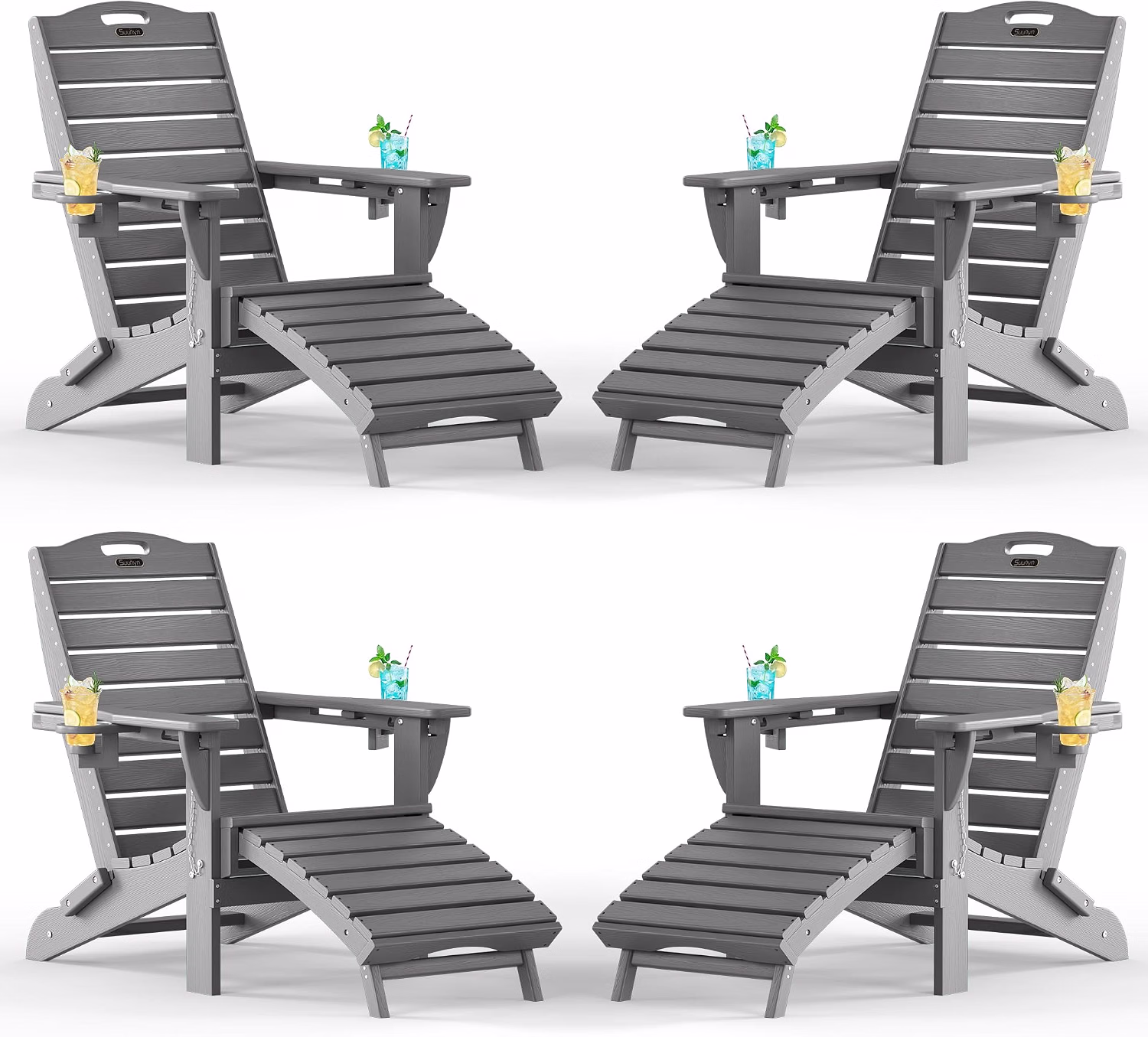 Adjustable Adirondack Chair, Outdoor Fire Pit Chair, Navy Blue - Image 13