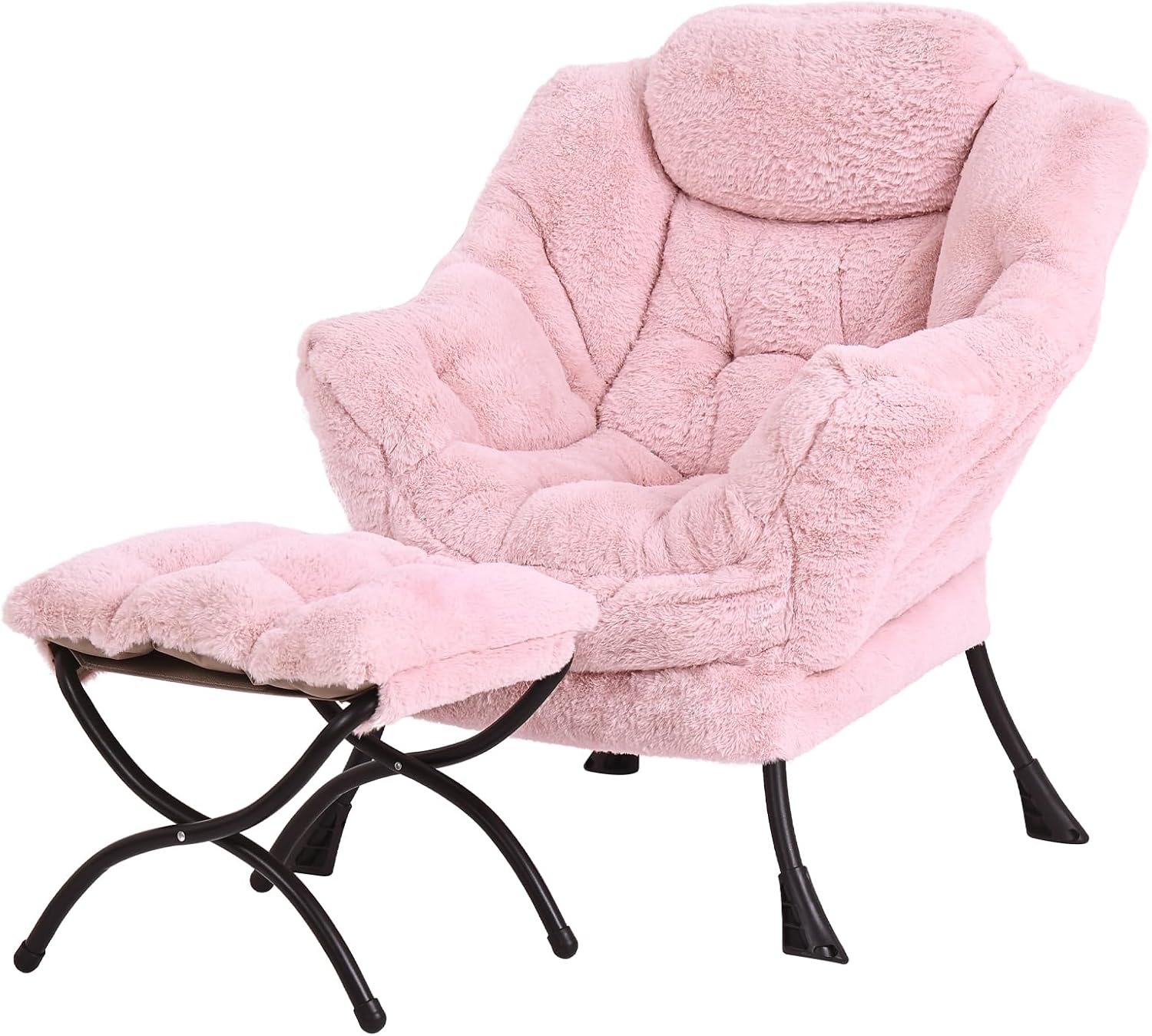 Modern Lazy Chair with Ottoman, Lounge Accent Reading Chair for Living Room