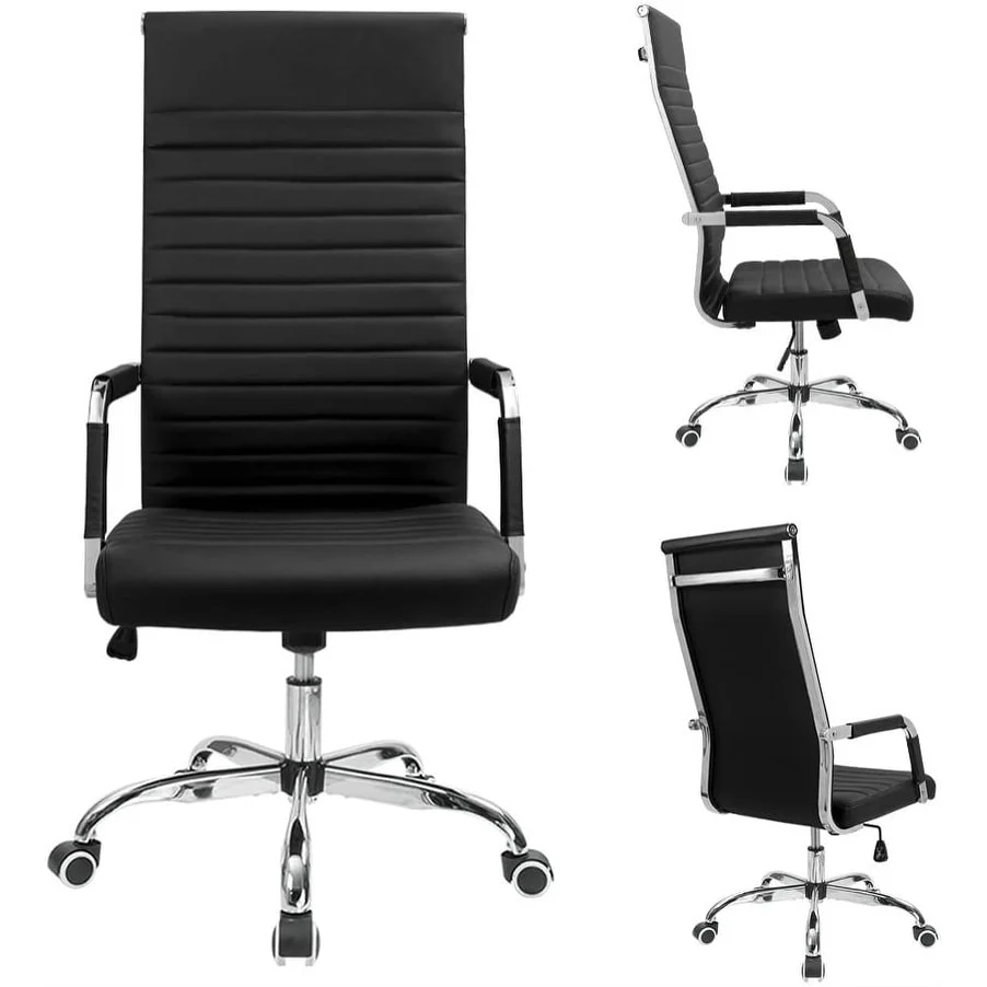 Ribbed High Back Office Chair, Ergonomic Conference Desk Chair for Home Office, Meeting Room and Workspace - Image 2