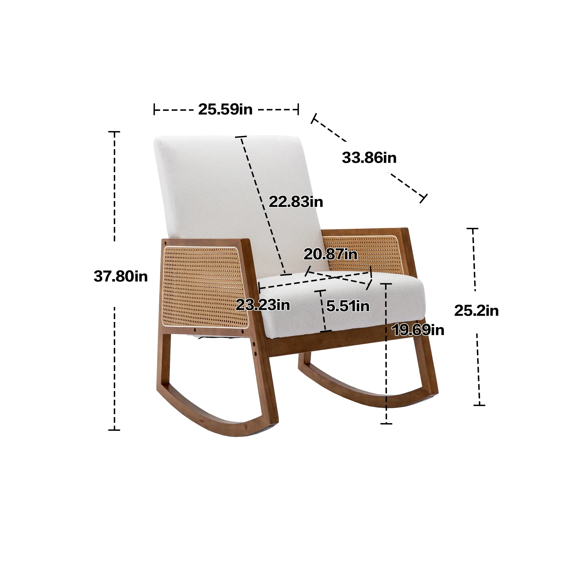 Upholstered Tall Back Rocking Chair, Smooth Gliding Accent Armchair for Comfortable Living Room Seating - Image 9