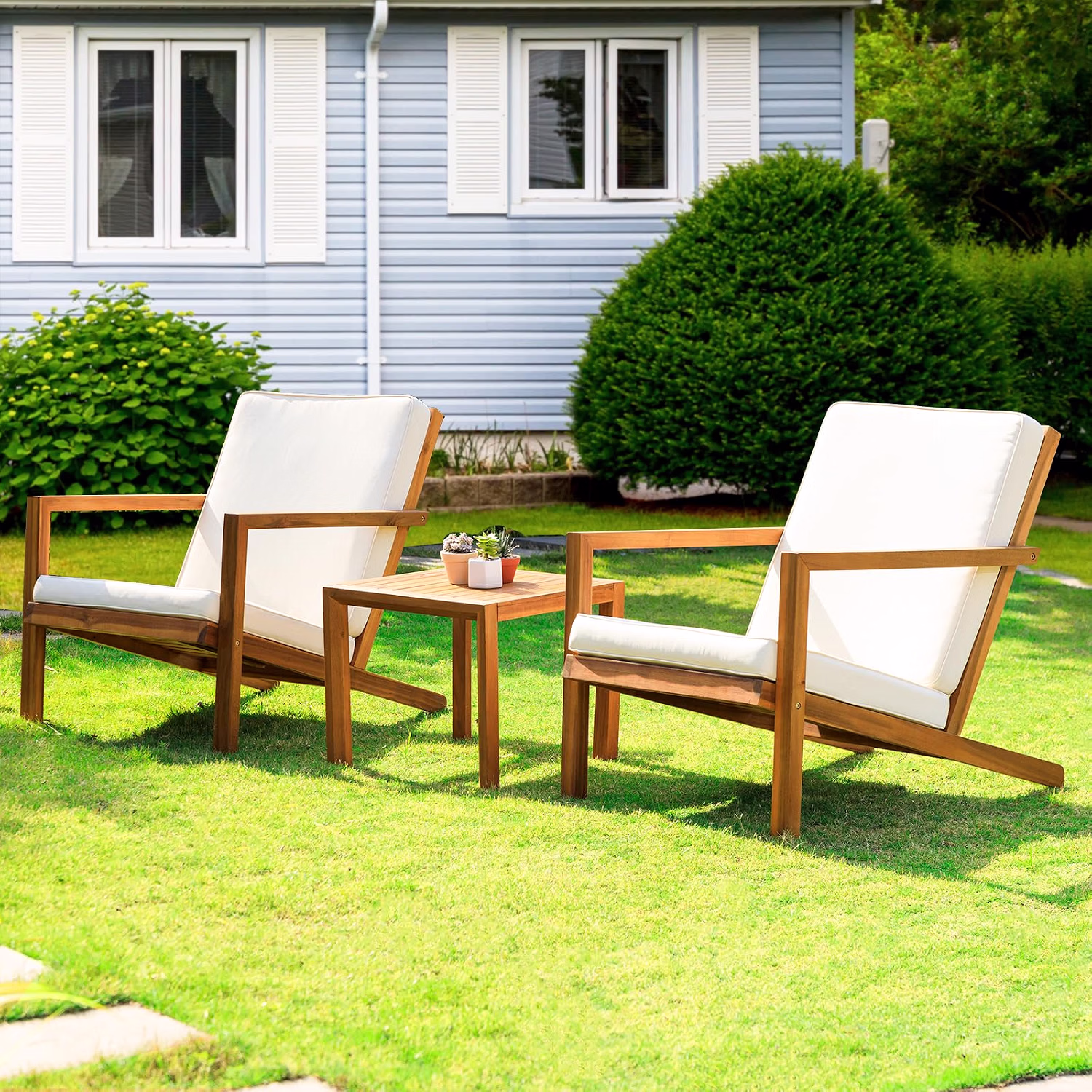 Heavy Duty 500lbs Weight Capacity Wicker Bistro Table and Chairs Set of 2 with Premium Olefin Fabric Soft Cushions - Image 12