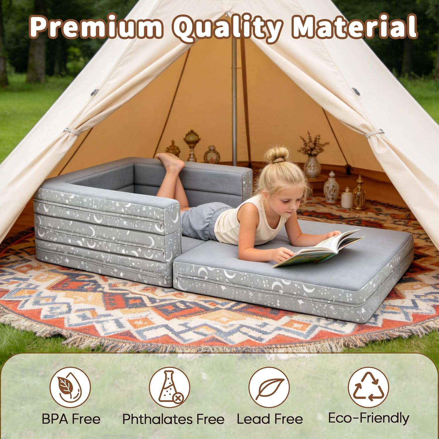 Portable Toddler Travel Bed, 3 in 1 Foldable Toddler Floor Bed No Assembly - Image 5