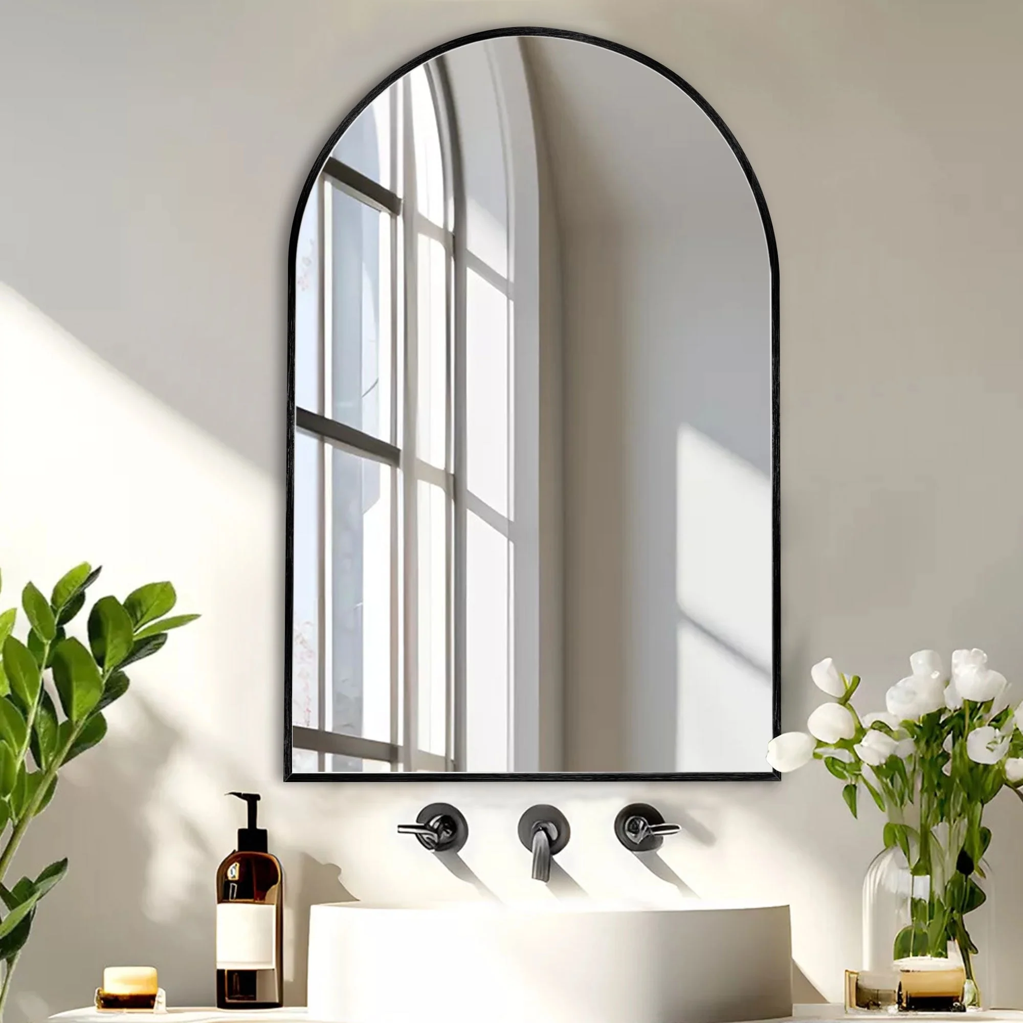 Modern Arch Aluminum Bathroom Wall Mirror, Wall Mounted Vanity Mirror for Bathroom, Bedroom and Home Decor - Image 3