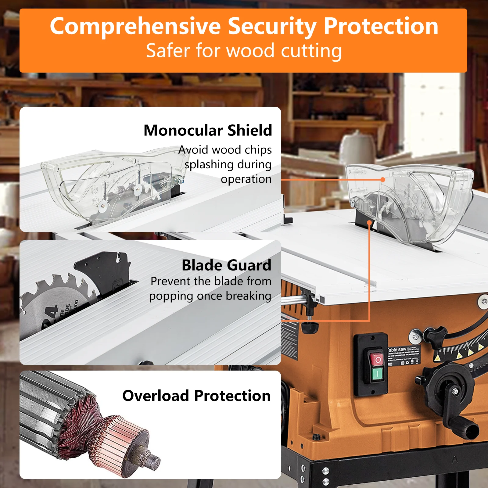 Wpond 1800W, 15A 10in Portable Table Power Saw, 5000 RPM - Image 20