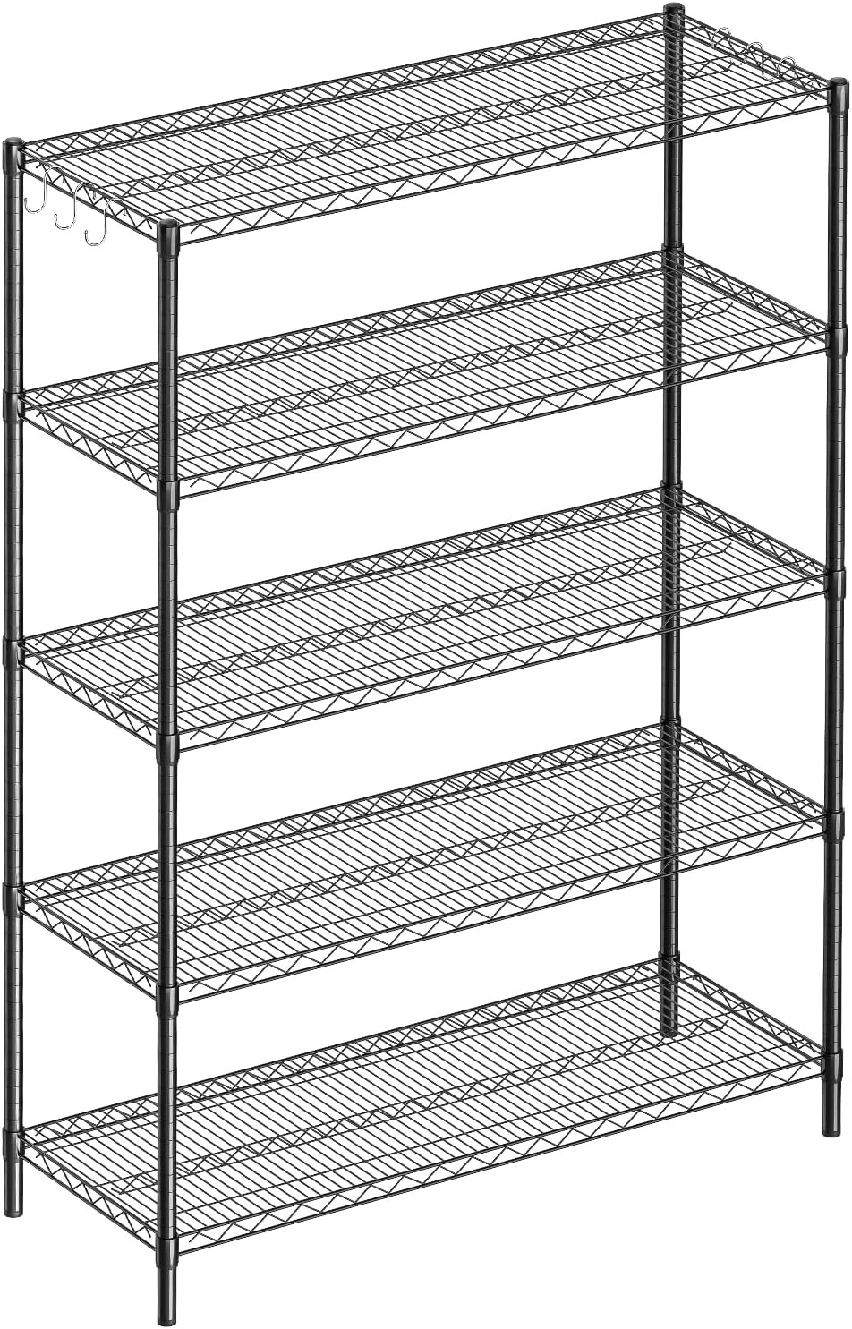 5-Tier Wire Storage Shelves, Adjustable Metal Heavy Duty Storage Rack for Office, Kitchen, Bedroom, Bathroom, Laundry, Pantry Basement, Garage, Black - Image 2