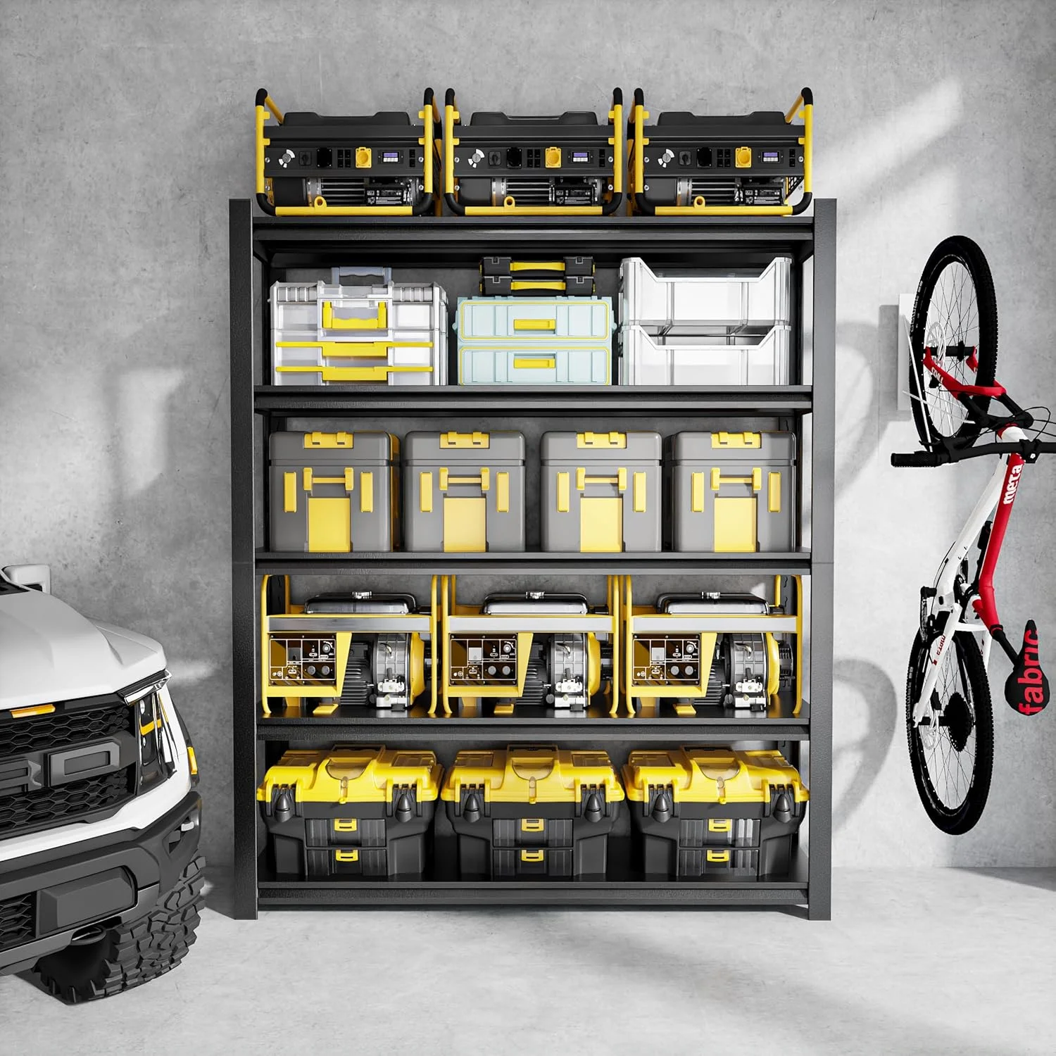 59" W Garage Shelving,5-Tier Heavy Duty Shelving Unit,3000LBS Adjustable Metal Storage Shelves,Storage Rack Units for Industrie,Shed,Warehouse,Basement,Black,59" W x 20" D x 72" H - Image 10