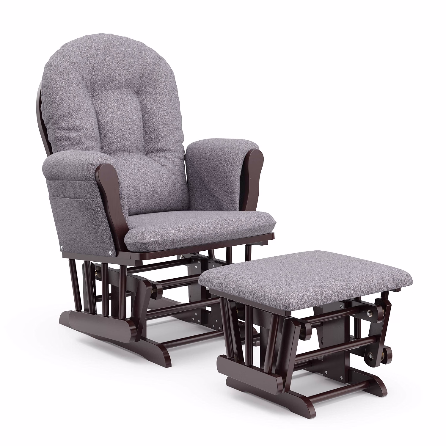 Premium Hoop Glider & Ottoman, Espresso/Gray - Image 12