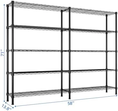 Tier Storage Shelves Standing Shelf Units NSF Wire Garage Organizer Heavy Duty Garage Shelving Unit L Shaped Clothes Rack for Corner Laundry Bathroom Kitchen Pantry Closet (Black, 4 Tire) - Image 14