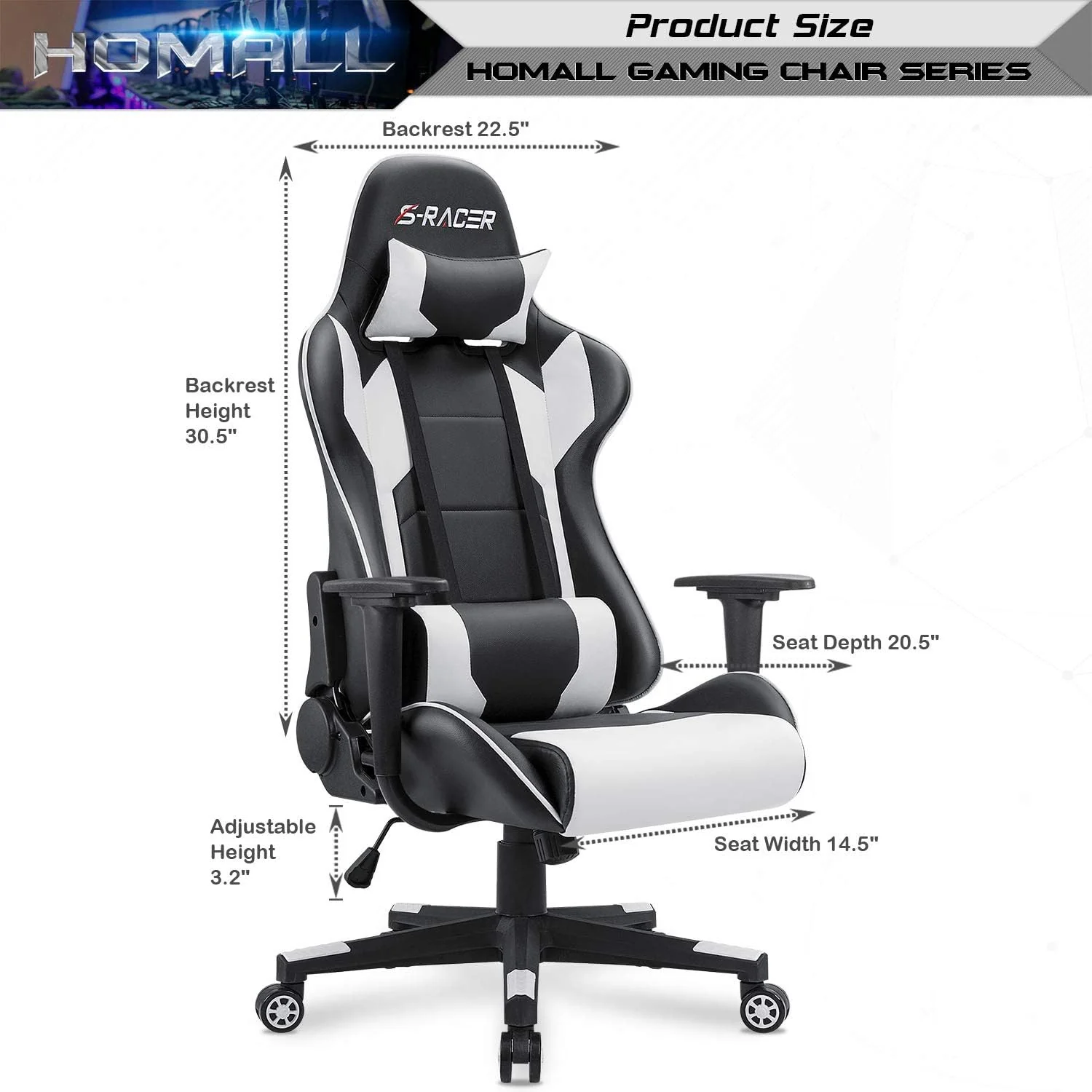 Ergonomic Leather Gaming Chair, High Back Computer Desk and Office Chair for Gaming, Home Office and Work - Image 3