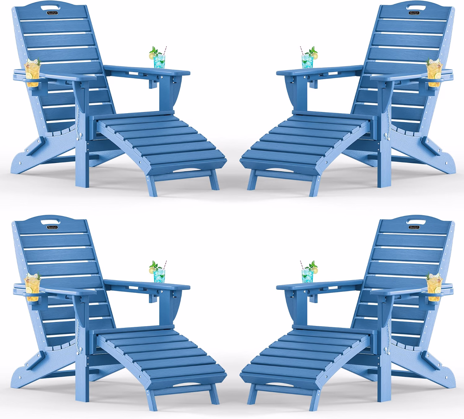 Adjustable Adirondack Chair, Outdoor Fire Pit Chair, Navy Blue - Image 19