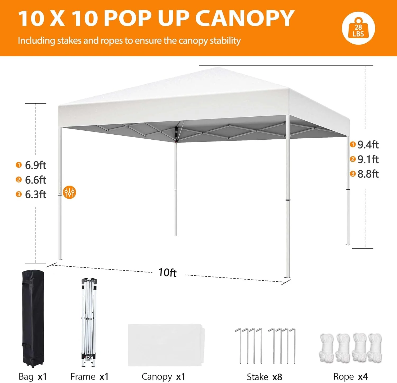 Puppys 10 X 10ft Pop Up Canopy Tent Easy Set up Outdoor Instant Straight Legs Portable Gazebo Shelter with Wheeled Bag for Camp Beach Patio and Garden (Blue) - Image 22