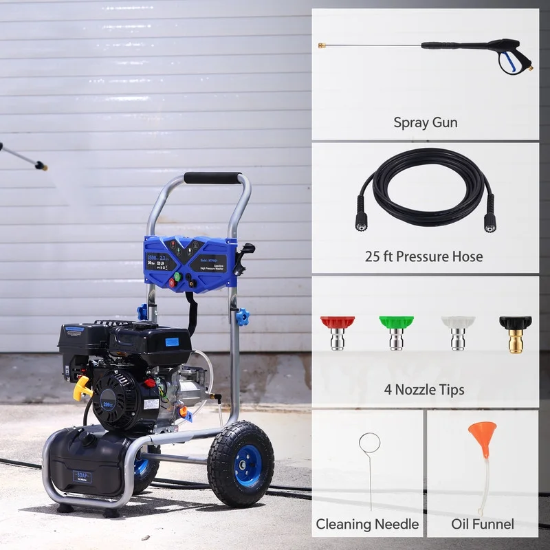Efurden Gas Pressure Washer, 3500 PSI and 2.3Max GPM Power Washer with 4 Quick Connect Nozzles, 25 Ft Hose for Cleaning Floors, Cars, Patios - Image 8