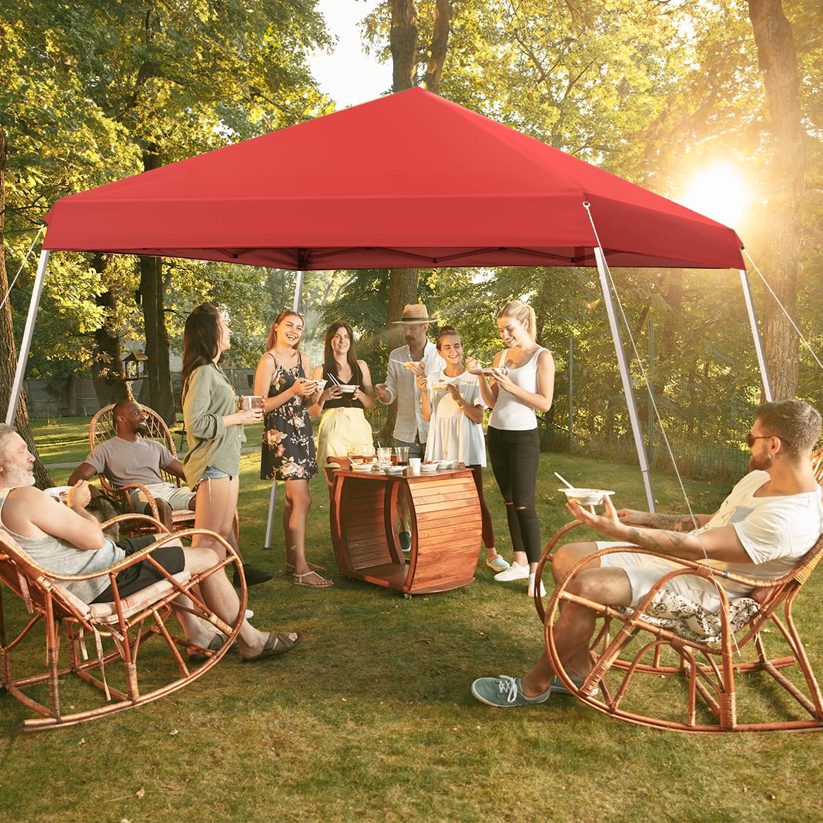 10x10 Pop Up Canopy Tent With Durable Silver Coated Cover And Adjustable Slant Legs, Easy Setup Outdoor Patio Instant Sun Shelter - Blue, Included 1 x Storage Carry Bag, 4 x Guylines, 8 x Stakes - Image 40