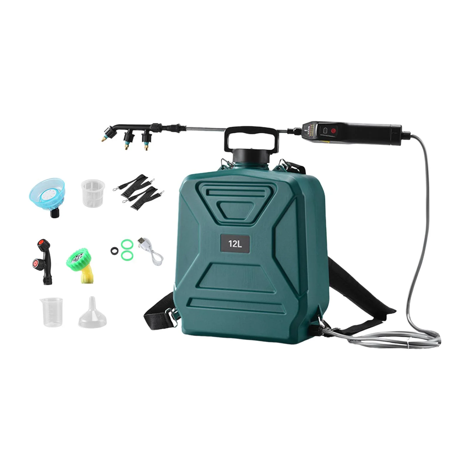 koolsoo Garden Electric Sprayer 2 Spray Speed 12L Practical Comfortable Handle, Retractable Water Sprayer for Gardening Cleaning Green - Image 4