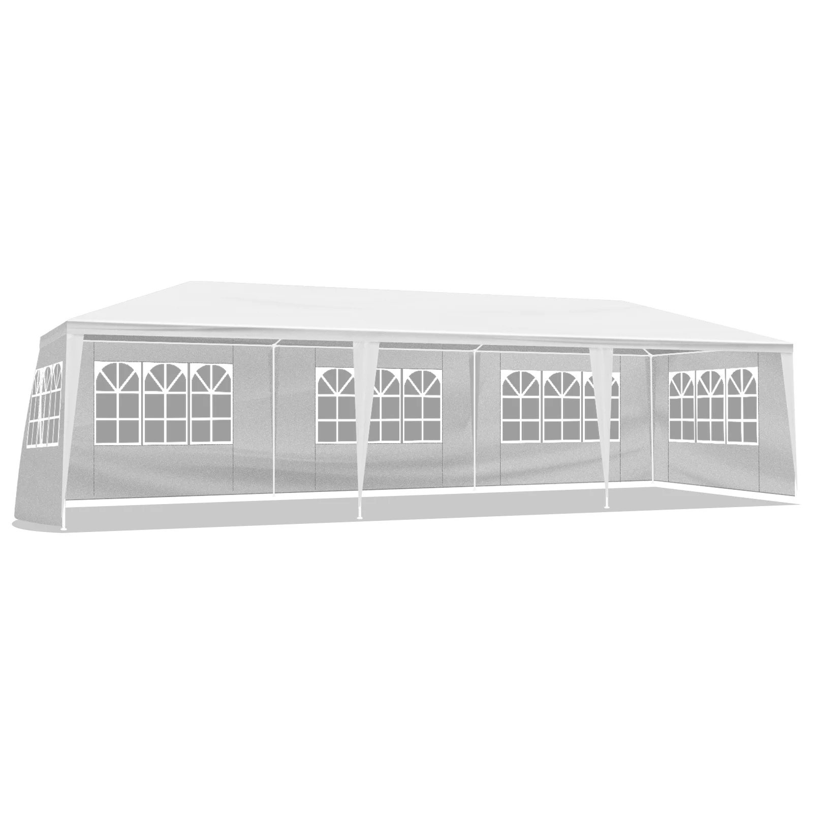 10'x30' White Outdoor Party Tent Gazebo - Waterproof PE Canopy with 8 Removable Sidewalls & Windows, Heavy Duty Iron Frame for Weddings, Events, Patios & Backyards - Image 3