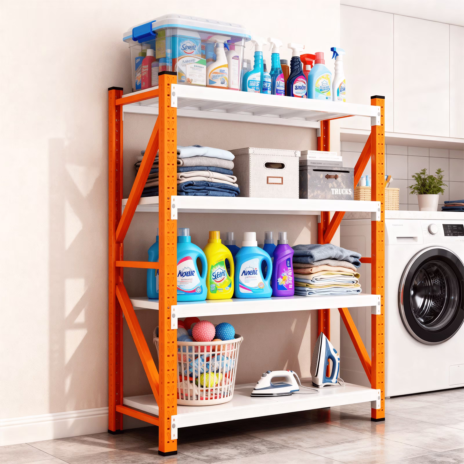 MaxShelv 79" H Garage Shelving 2500lbs, 4 Tier Metal Storage Shelves Adjustable Shelving Unit and Storage for Garage,Basement,59" W x 20" D x 79" H - Image 3