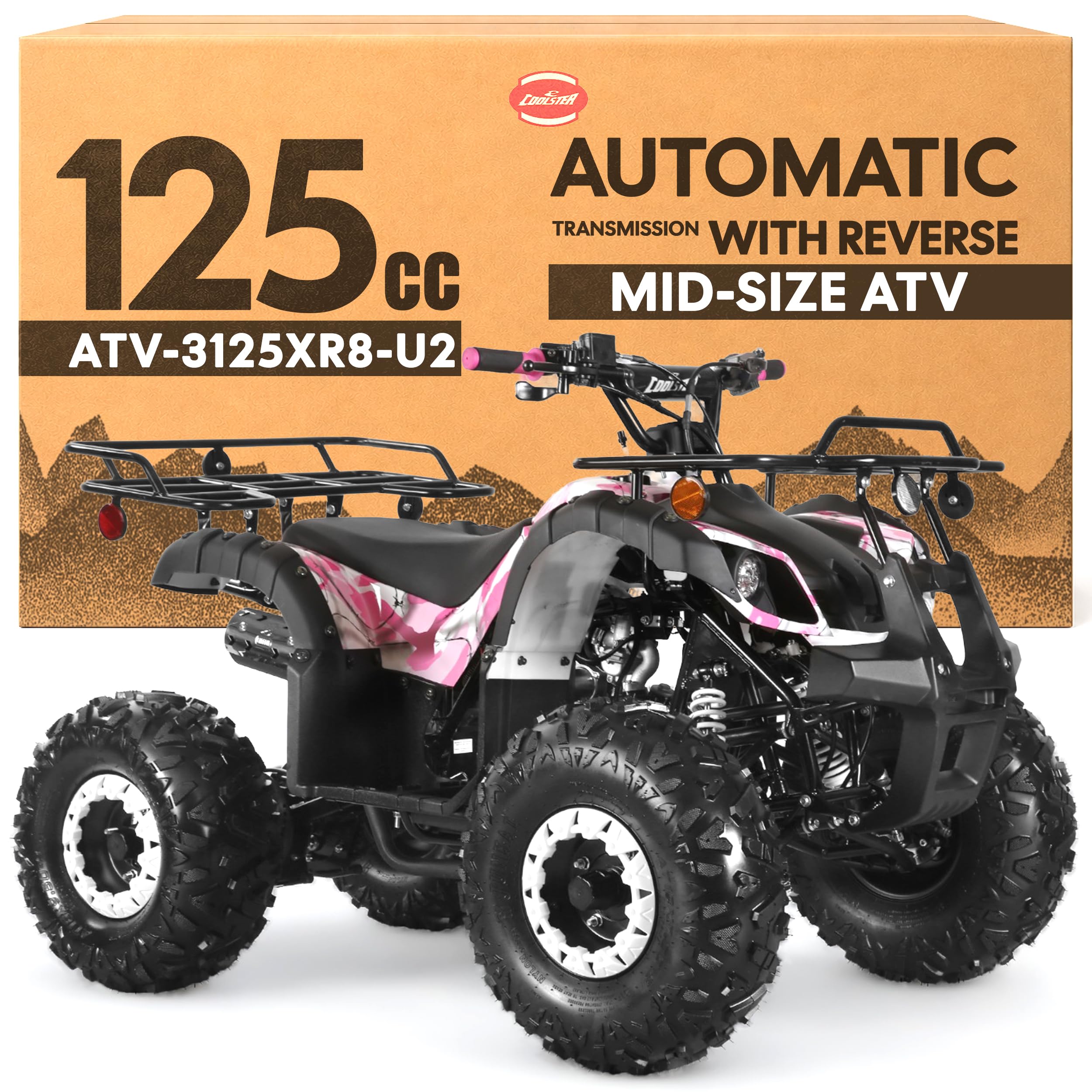 125cc ATV - Gas Quad, Automatic-Reverse, Army Pink, 3125XR8-U2 - Image 2