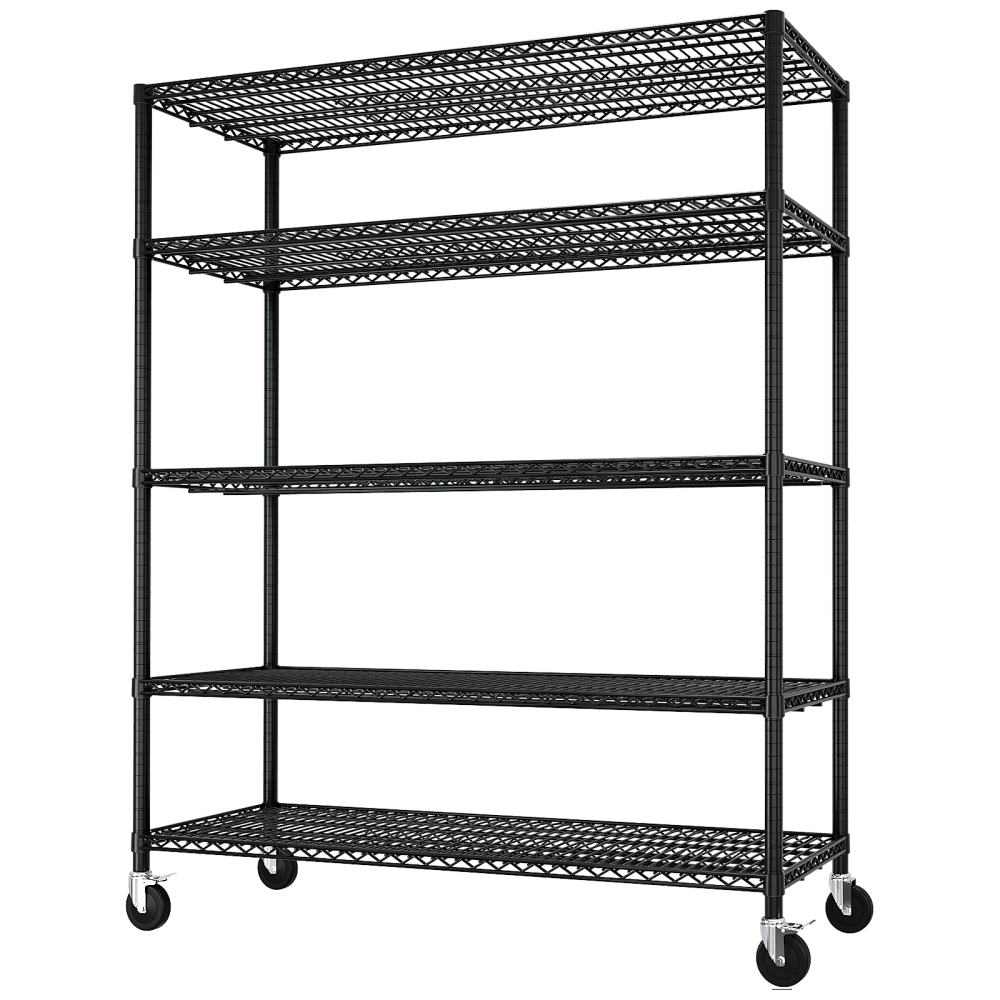 IVV 4-Tier Wire Shelving Unit on Wheels, Rolling Metal Storage Utility Rack, 2500LBS Capacity, Height Adjustable for Restaurant Garage Pantry Kitchen, 55.12"L x 23.62"W x 75.59"H, Black - Image 15