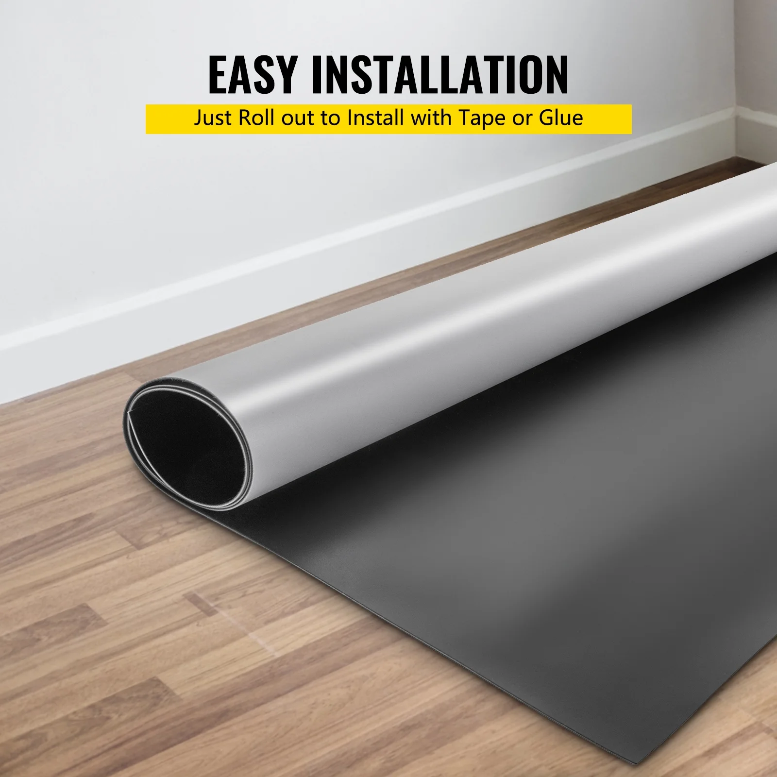 VEVORbrand Dance Floor Roll Portable 6.6 x 15.7 ft Practice Dance Floor 1.5mm Thickness PVC Dance Flooring Dance Floor Grey/Black Roll out Non-slide & Wearproof Dance Floor Easy Cleaning for Ballet - Image 5