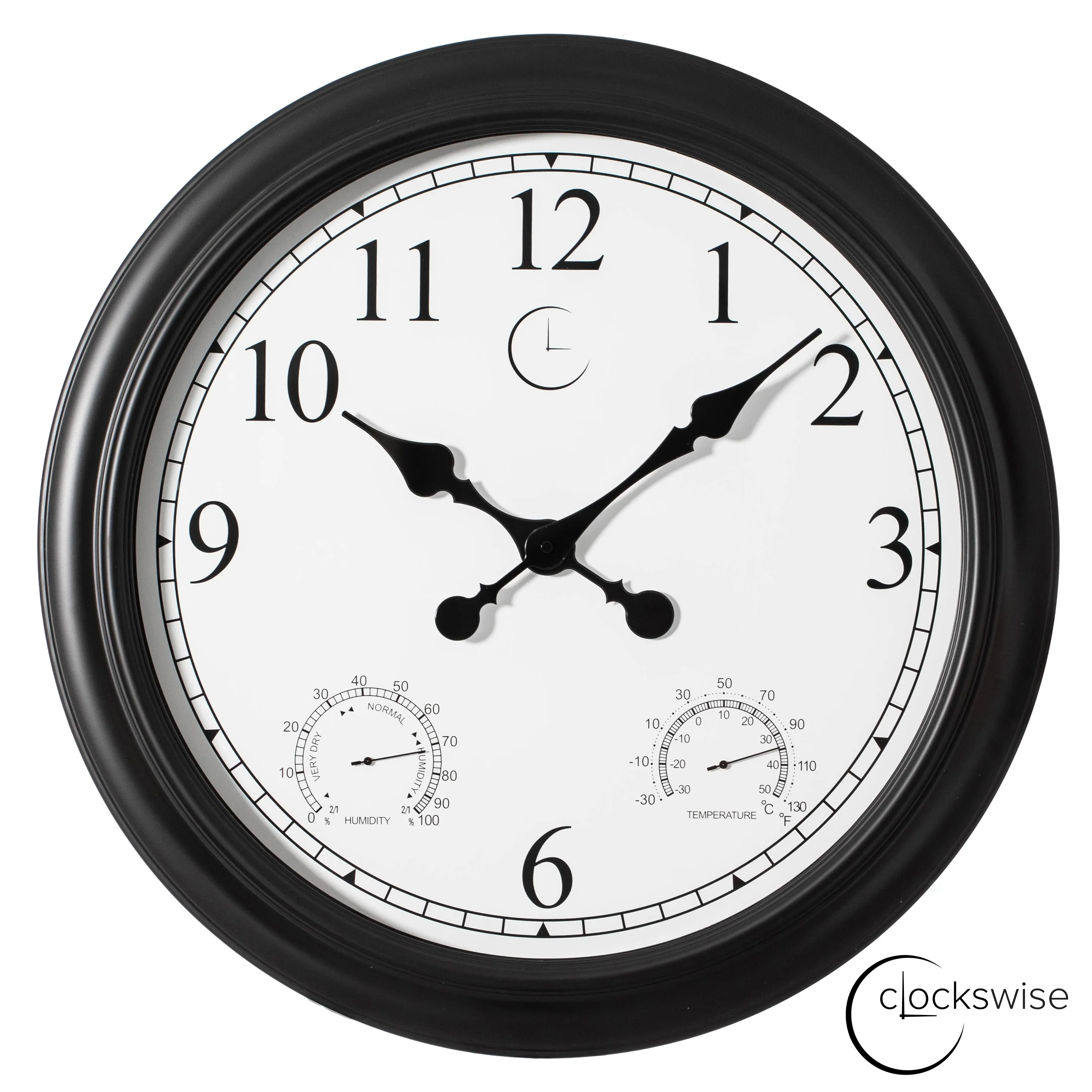 Large Outdoor Wall Clock with Thermometer, Waterproof Silent Garden Weather Station, Black - Image 5