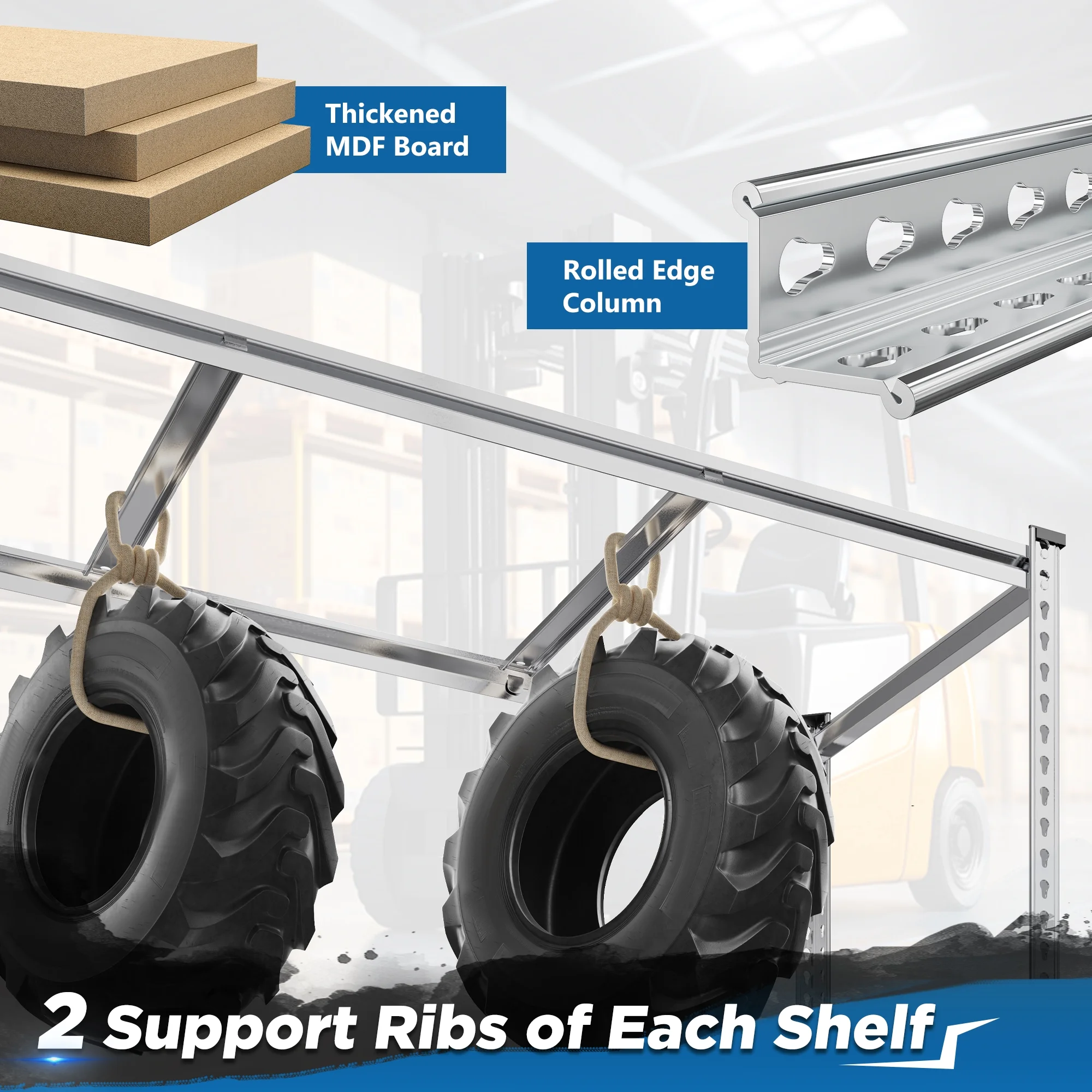 REIBII 48"W Heavy Duty Shelving 3000LBS Steel Shelving Adjustable Garage Storage Industrial Shelf,48"W x 24"D x 72"H - Image 9