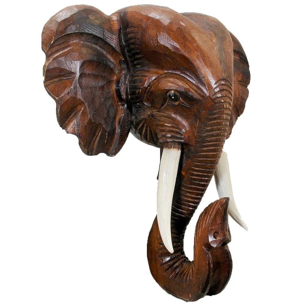 Wooden Elephant Head Wall Decor, Decorative Animal Sculpture Wall Art for Living Room, Bedroom and Home Decoration - Image 6