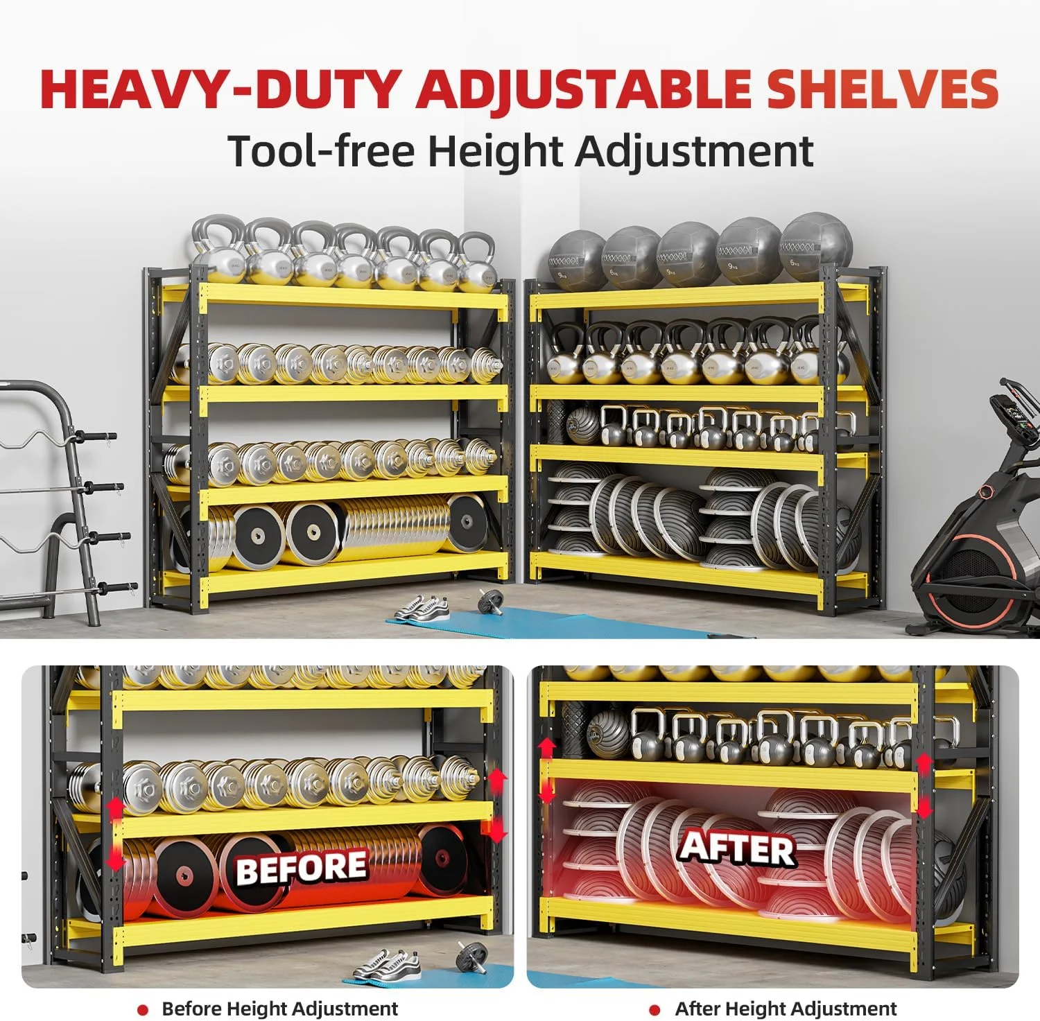59" W Garage Shelving,5-Tier Heavy Duty Shelving Unit,3000LBS Adjustable Metal Storage Shelves,Storage Rack Units for Industrie,Shed,Warehouse,Basement,Black,59" W x 20" D x 72" H - Image 23