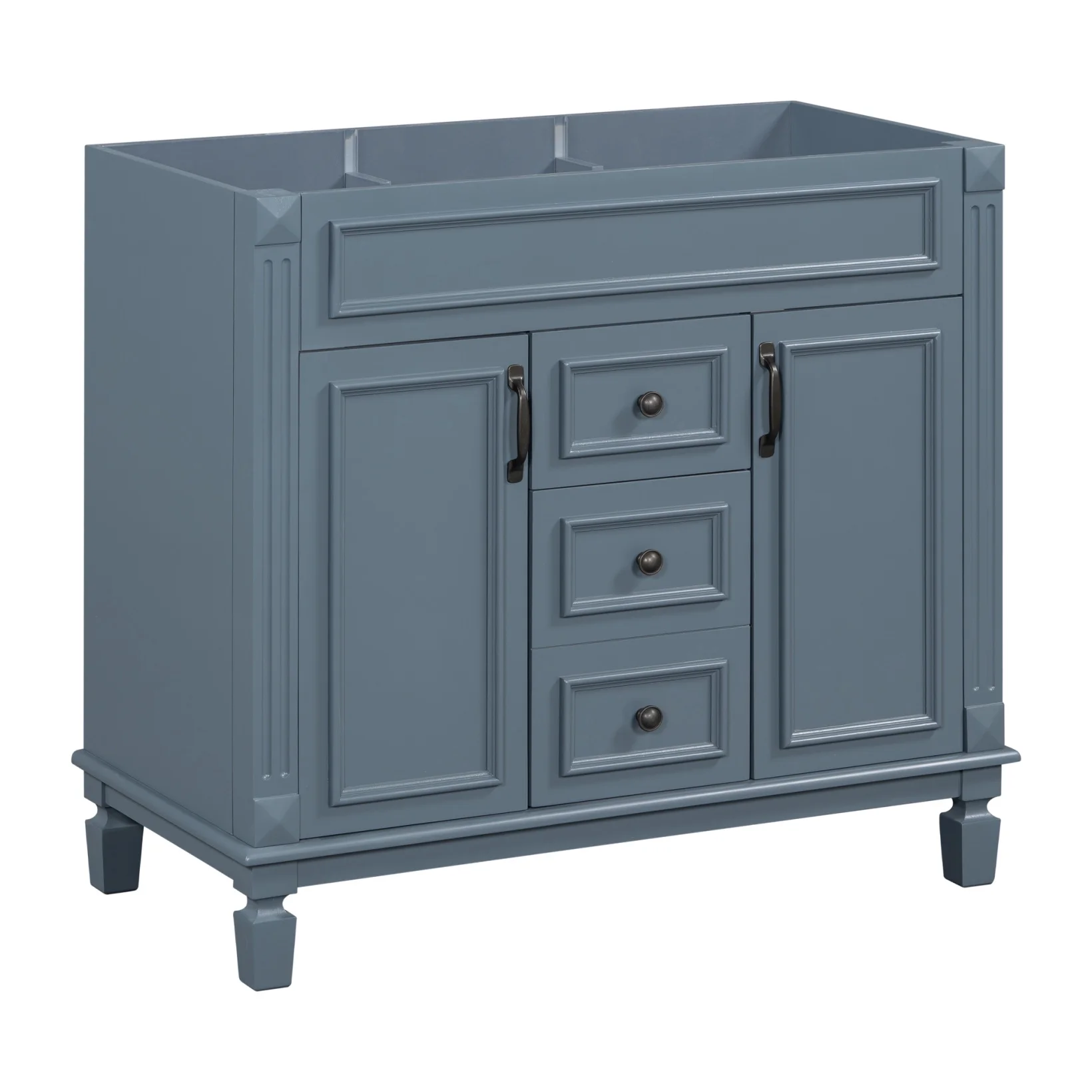 Modern Bathroom Furniture Set, 36" Bathroom Vanity with Top Sink, 35" Wall Mounted Bathroom Storage Cabinet, Mirror Cabinet with 6 Shelves, Storage Cabinet with 2 Doors and 2 Drawers, Grey - Image 16