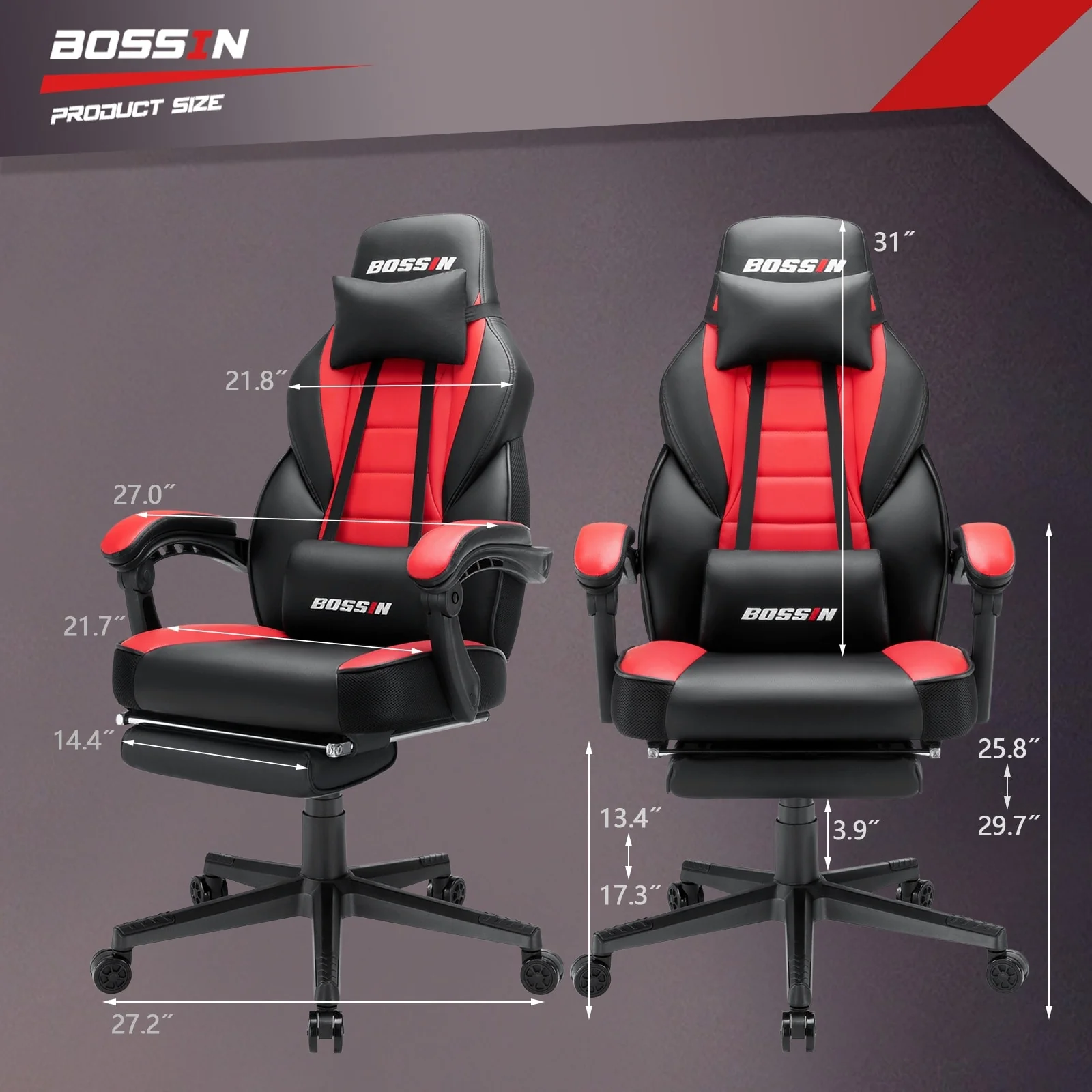 Racing Style Gaming Chair, 300 lbs Big and Tall High Back Computer Chair - Image 33