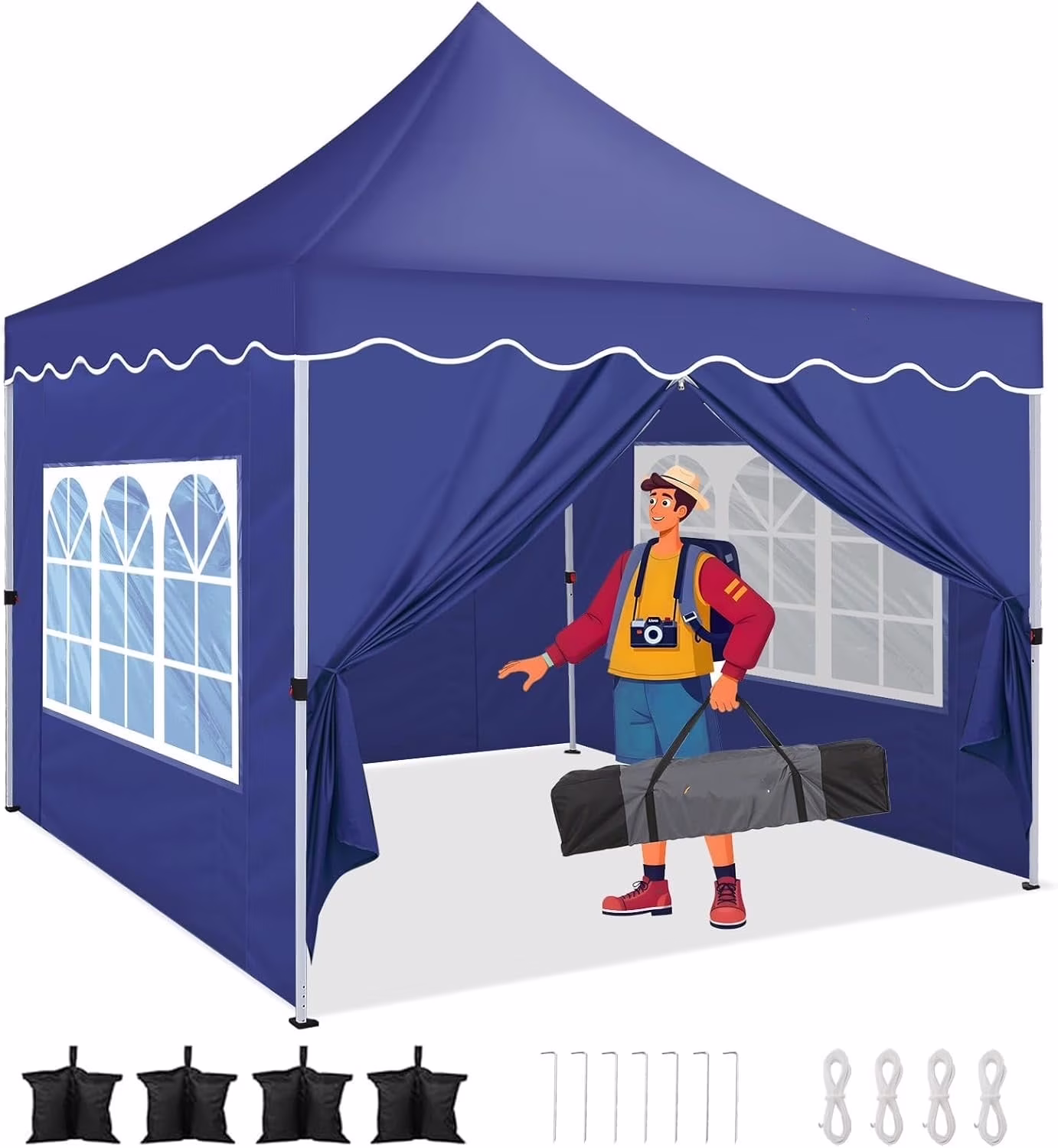 SANOPY 10' x 20' Pop up Canopy Party Tent with 6 Removable Sidewalls, Wave Eave Outdoor Waterproof Patio Gazebo Tent with Carry Bag, Backyards Camping Picnics, Black - Image 17