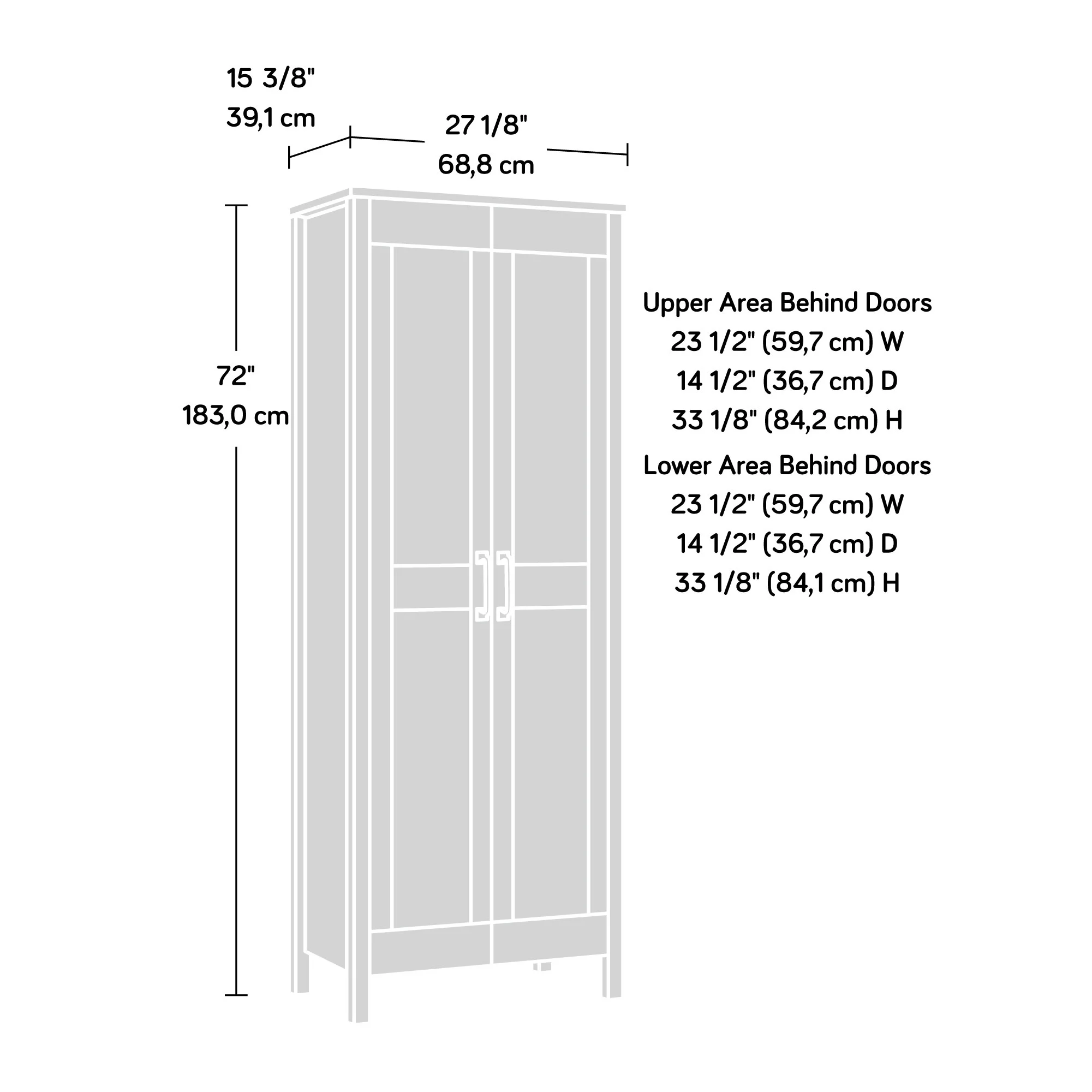 Sauder Two-Door Storage Cabinet, White Finish - Image 24