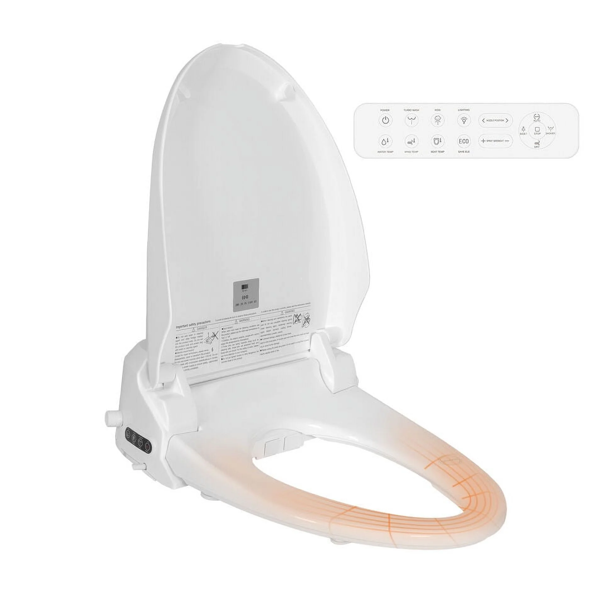 PULUOMIS Elongated Electronic Bidet Toilet Seat White with Heated Seat and Self-Cleaning Nozzle - Image 17