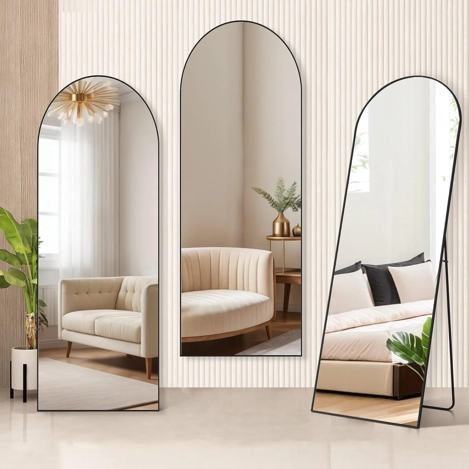 21x64 Full Length Arched Mirror, Large Tall Body Dressing Mirror with Aluminum Alloy Frame, Stand and Wall Mount Option - Image 7