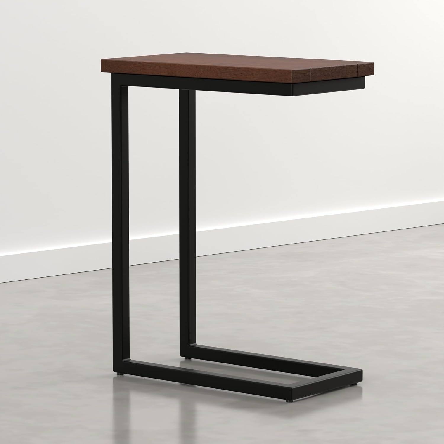 18" Wide Solid Wood C-Side End Table, Dark Cognac Brown - Image 6