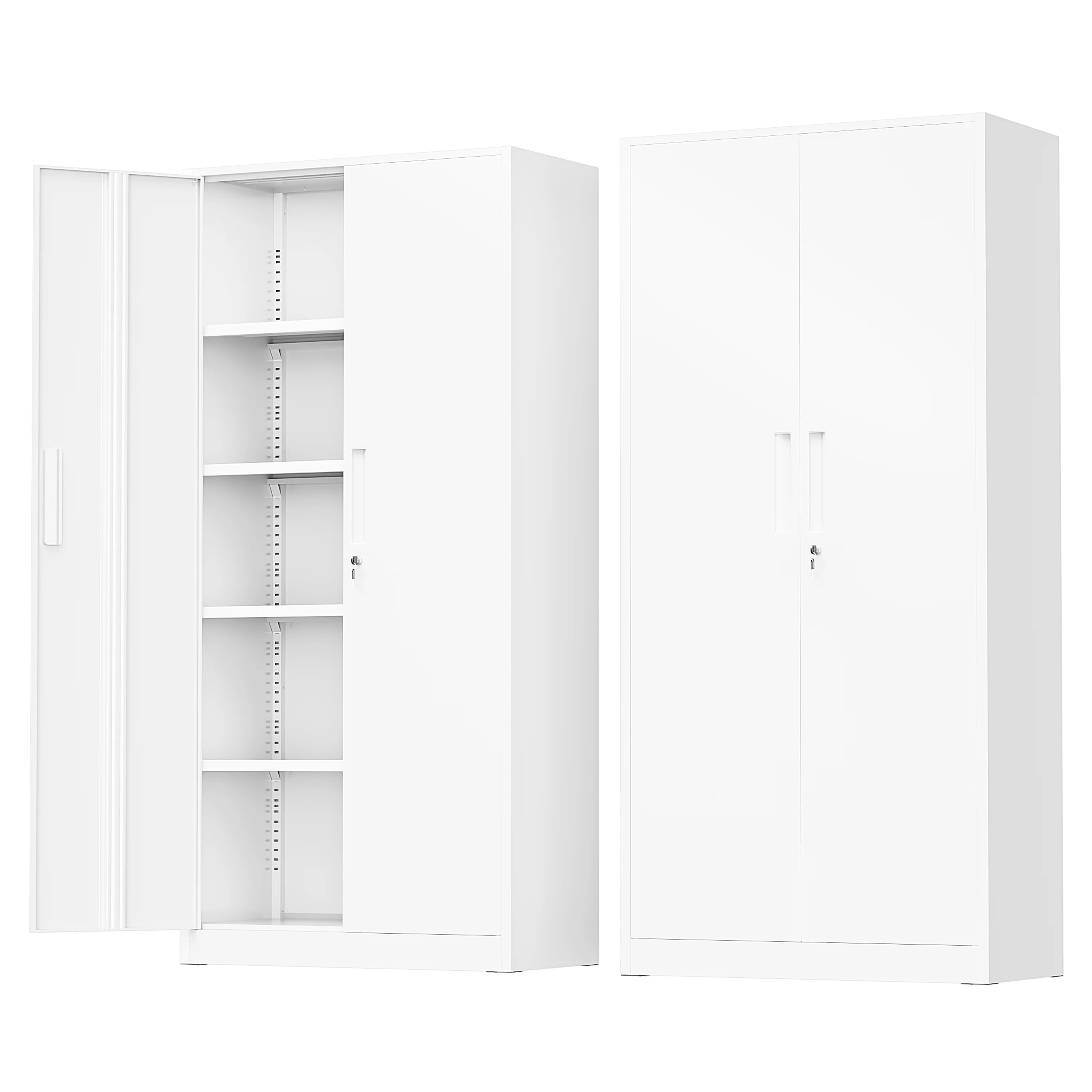SUNCROWN 71 In Metal Storage Garage Cabinets with Locking Doors and Adjustable Shelves, Steel Storage Cabinet for Garage, Office, Classroom, Assemble Required(White) - Image 2